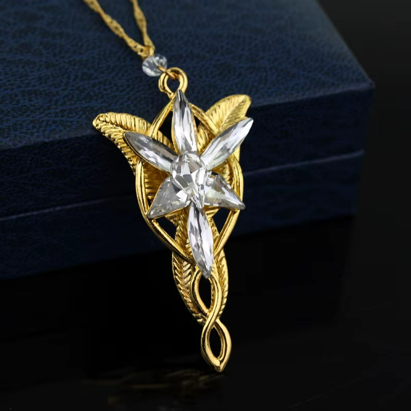 Lord of the Rings Gold Arwen EVENSTAR Necklace Pendant Hobbit LOTR Elven