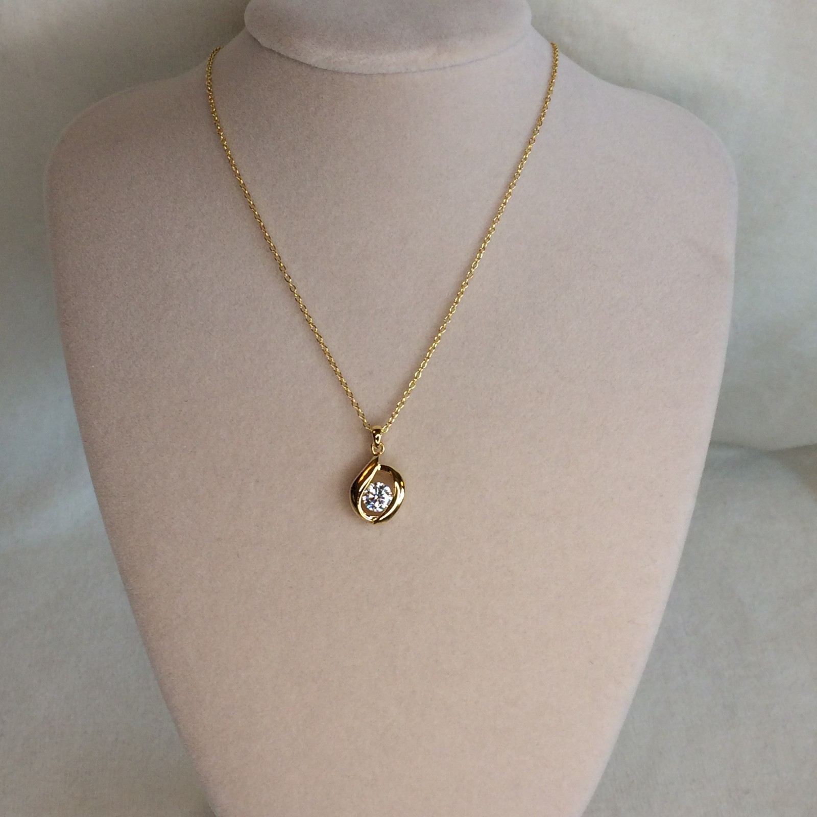 Moissanite 14k Yellow Gold Over Silver Solitaire Pendant .60ct DEW NEW
