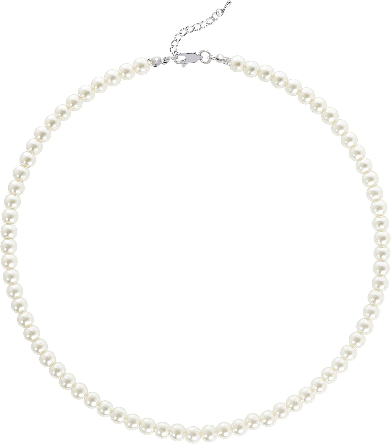 Classic Round Pearl Necklace with Adjustable 1.6-Inch Chain – Bridal Beauty