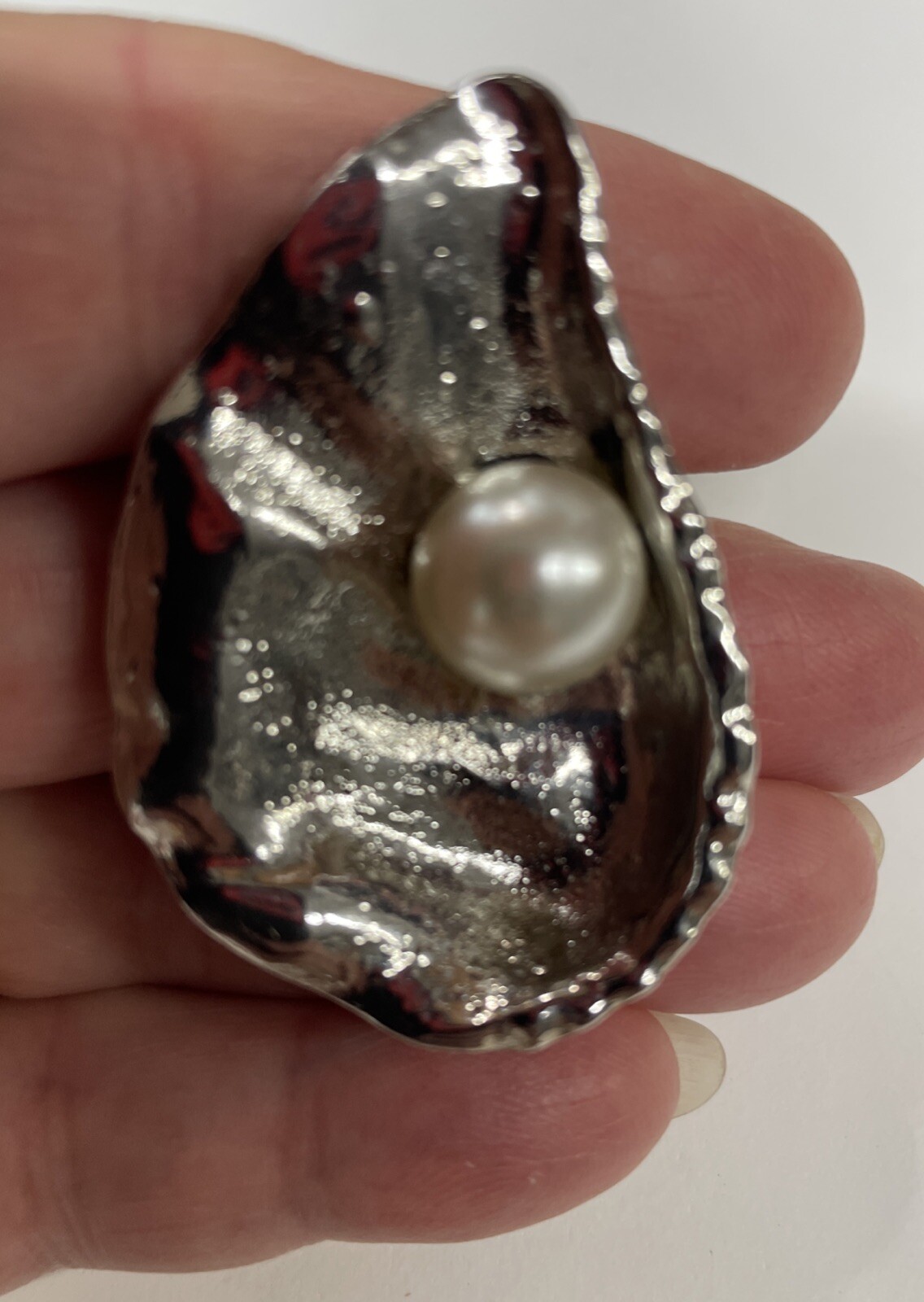 Oyster Shell Silver Necklace 30″ Link Chain Sea Life Coastal Fashion Jewelry NEW