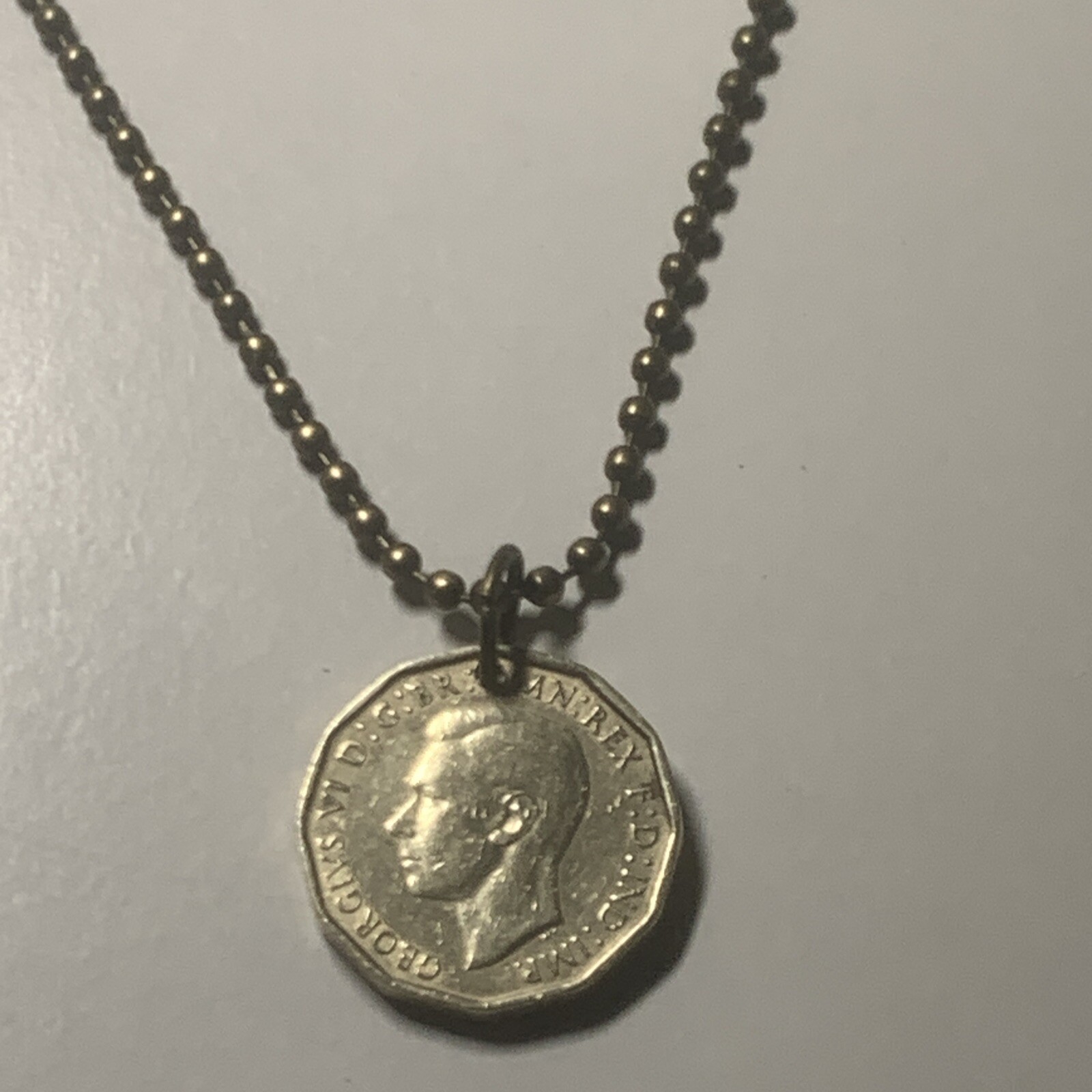 1942 Great Britain WW2 Threepence Coin Pendant. Wear History. Great Gift 🎁 A1