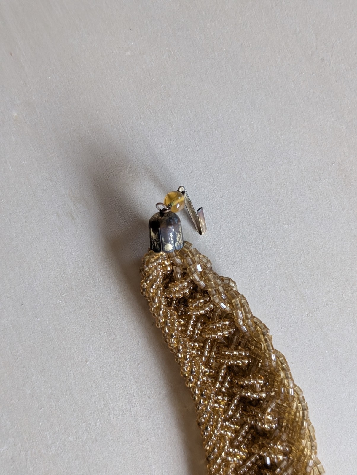 Gold Tone Braided Woven Mesh Beaded Statement Necklace Adjustable