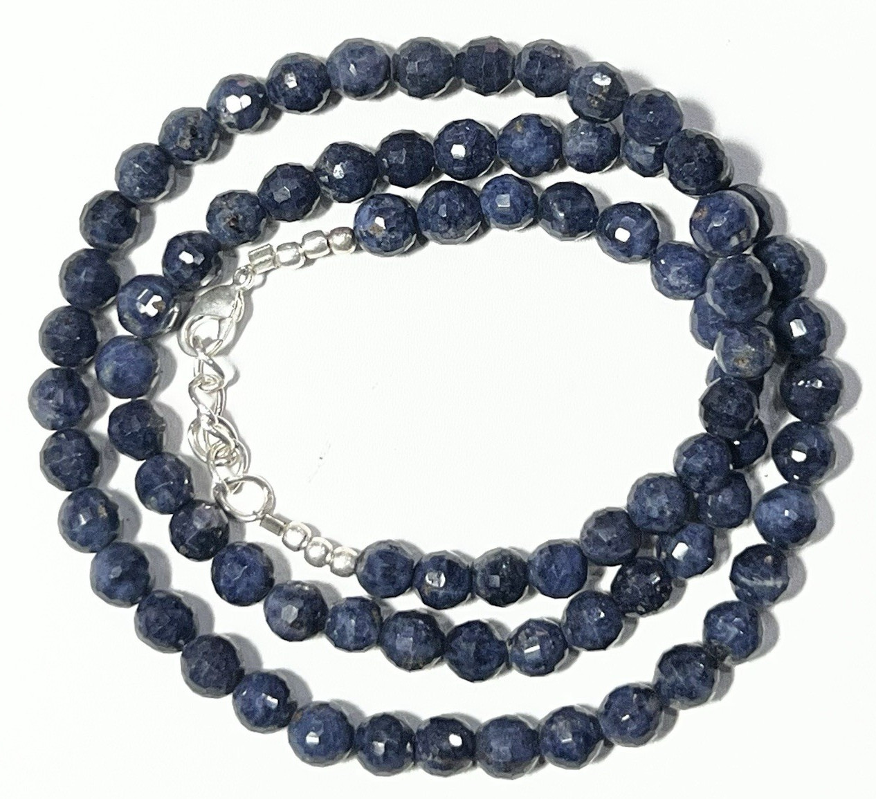 Natural Royal Blue Sapphire 6 mm faceted Round Beads. Sapphire Necklace 21”