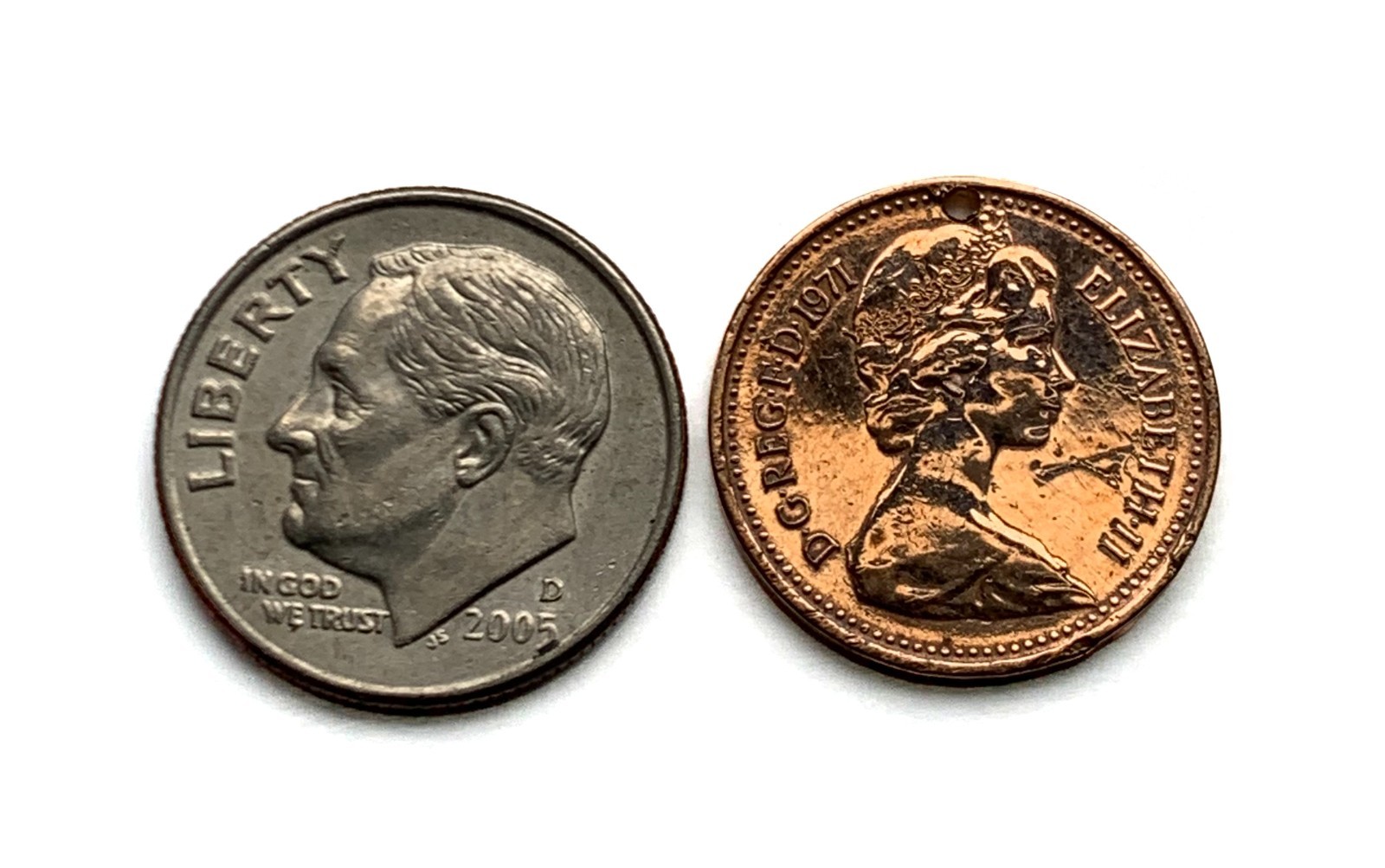 1971 England UK 1/2 New Penny coin pendant Henry VII English crown London 000552