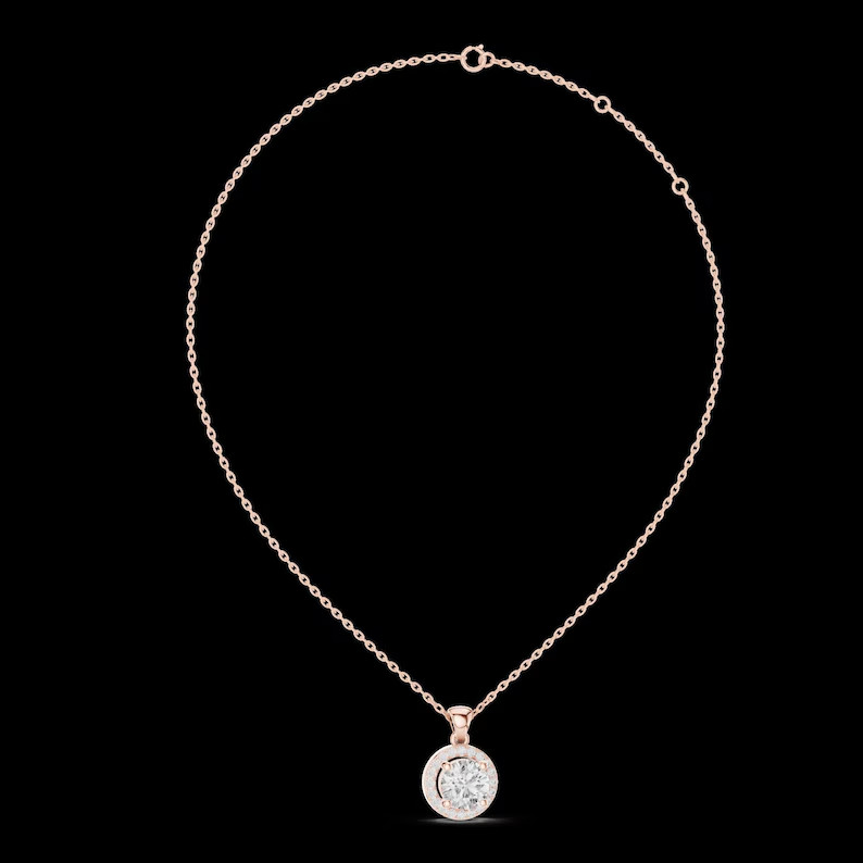 2 Ct Round Cut Pendant Necklace Simulated Diamond In 14k Yellow Gold Plated