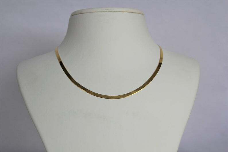 Genuine 18K Yellow/Rose/White Gold Filled 16″ – 24inch Flat Snake Chain Necklace