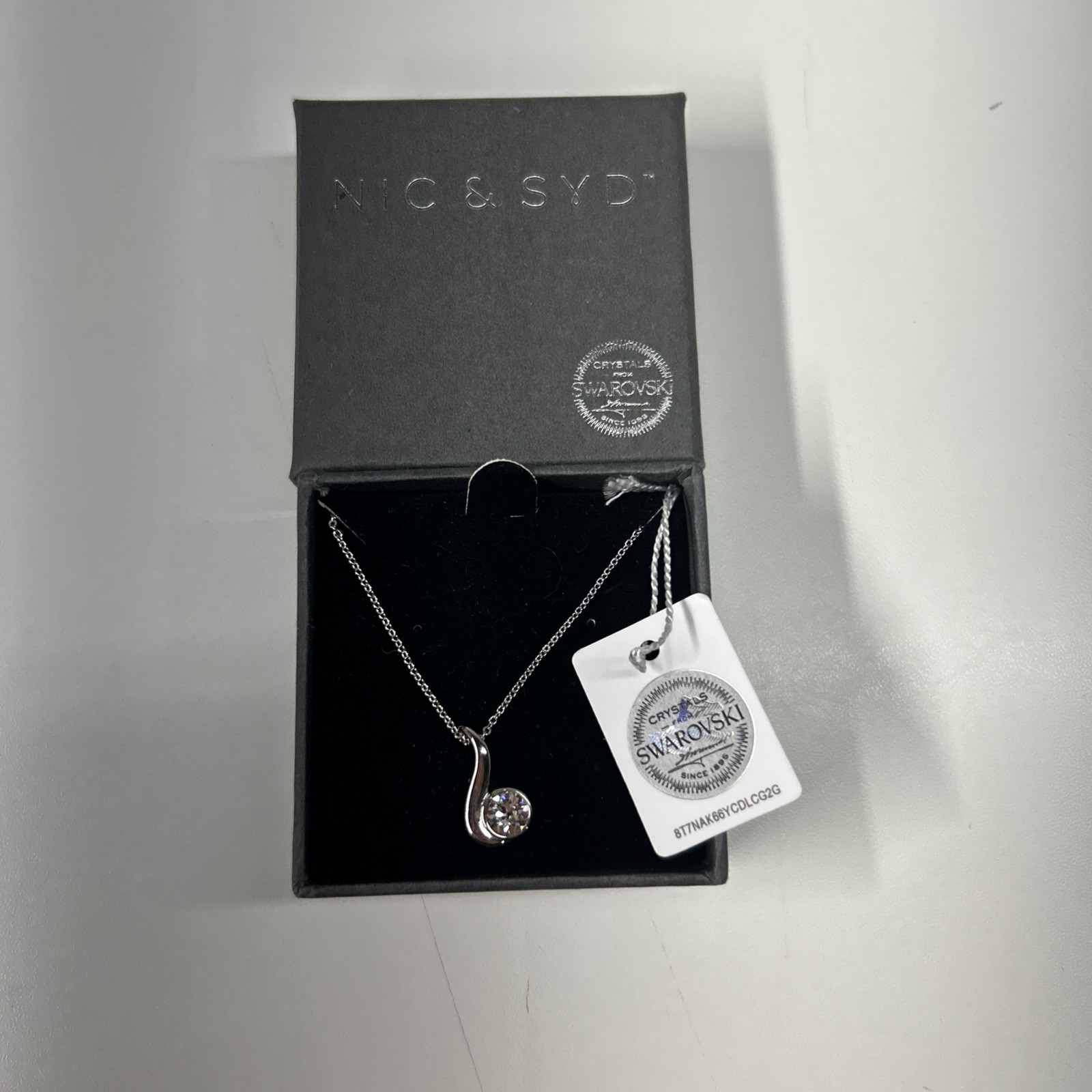 Nic & Syd Swarovski Crystal Harmony Music Note Pendant Necklace Silver Tone Box