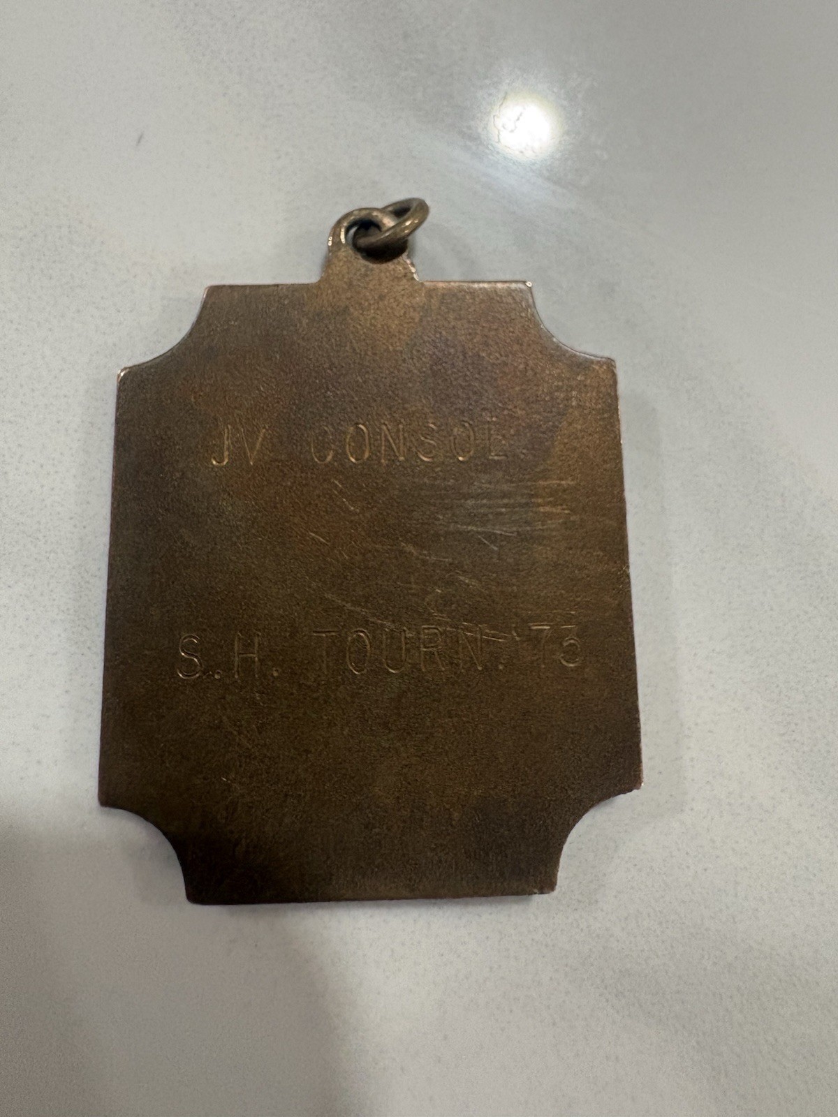 Vintage 1973 Basketball Tournament Necklace Medal High Relief Goldtone