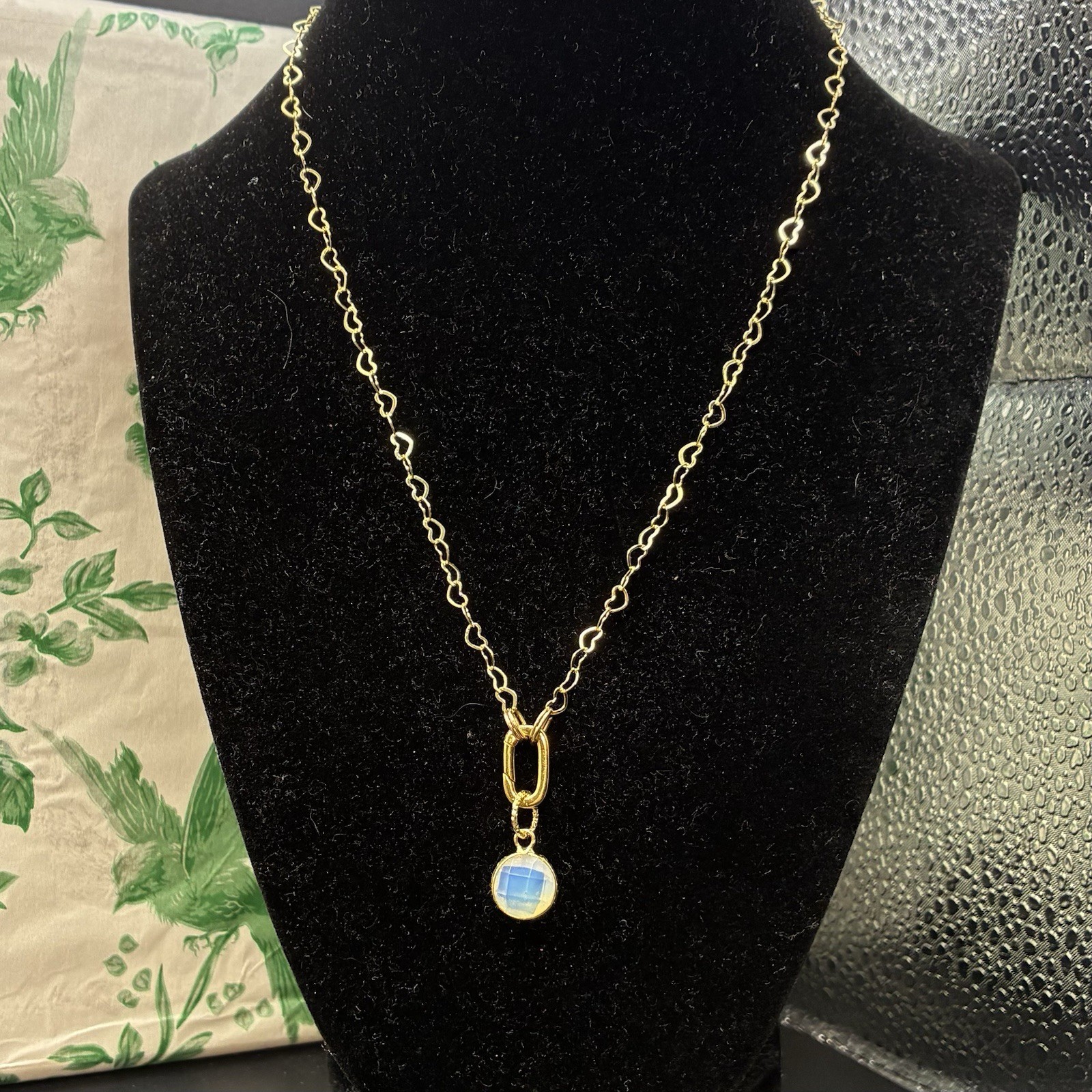 Sparkling 14k Gold Filled Heart Chain with Alluring GF Opalite Pendant Necklace