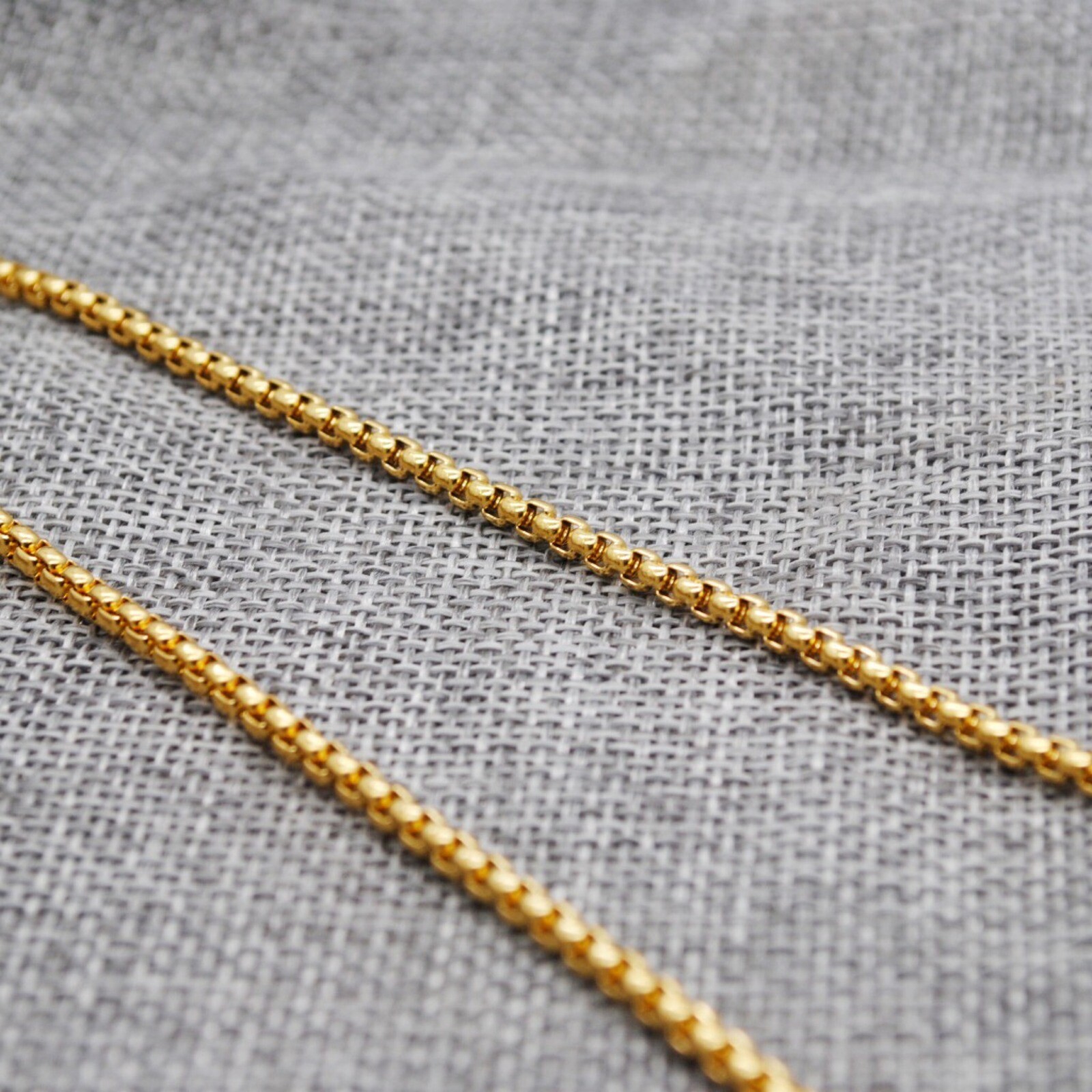 Wholesale 18K Gold Plated 3mm Square Rolo Box Cylinder Chain Necklace 18″- 28″