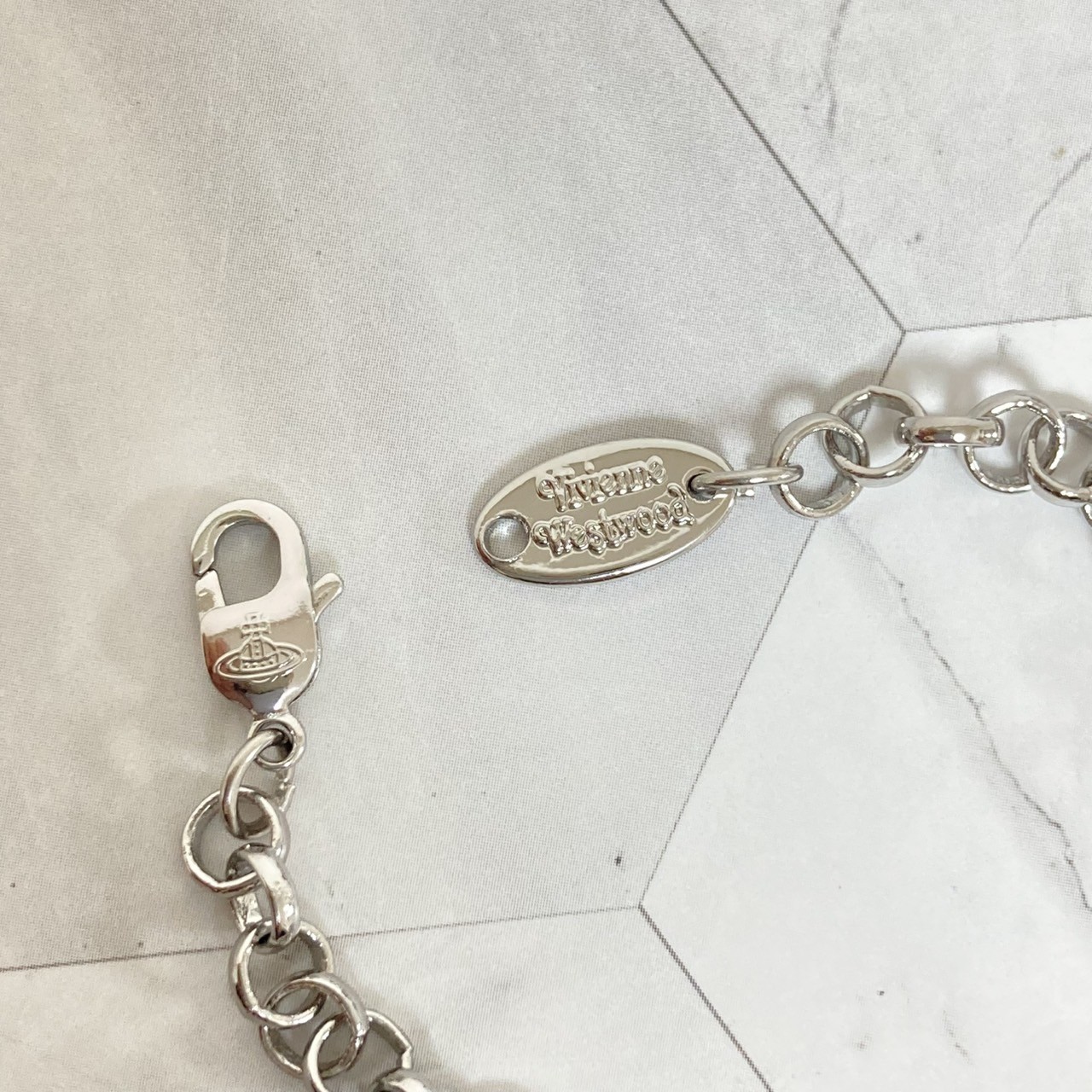 Vivienne Westwood Necklace Small Orb Silver Pink Chain 80cm Top 4.5cm NO BOX