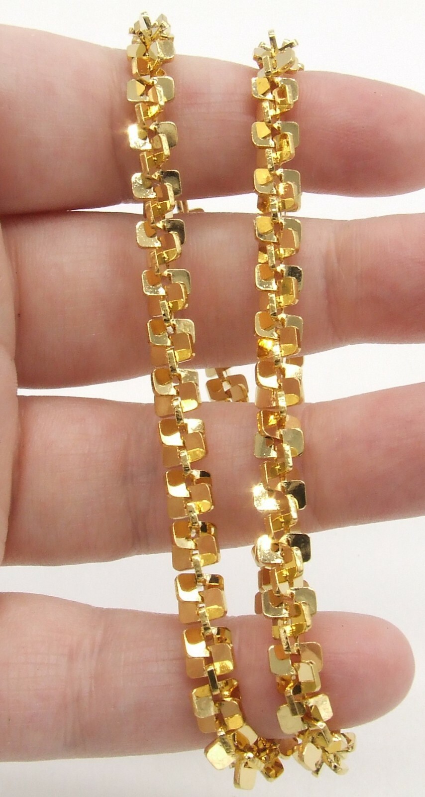 NWOT 16″ Shiny Gold Plated 1/4″ Wide Margarita Chain Choker Necklace Fancy