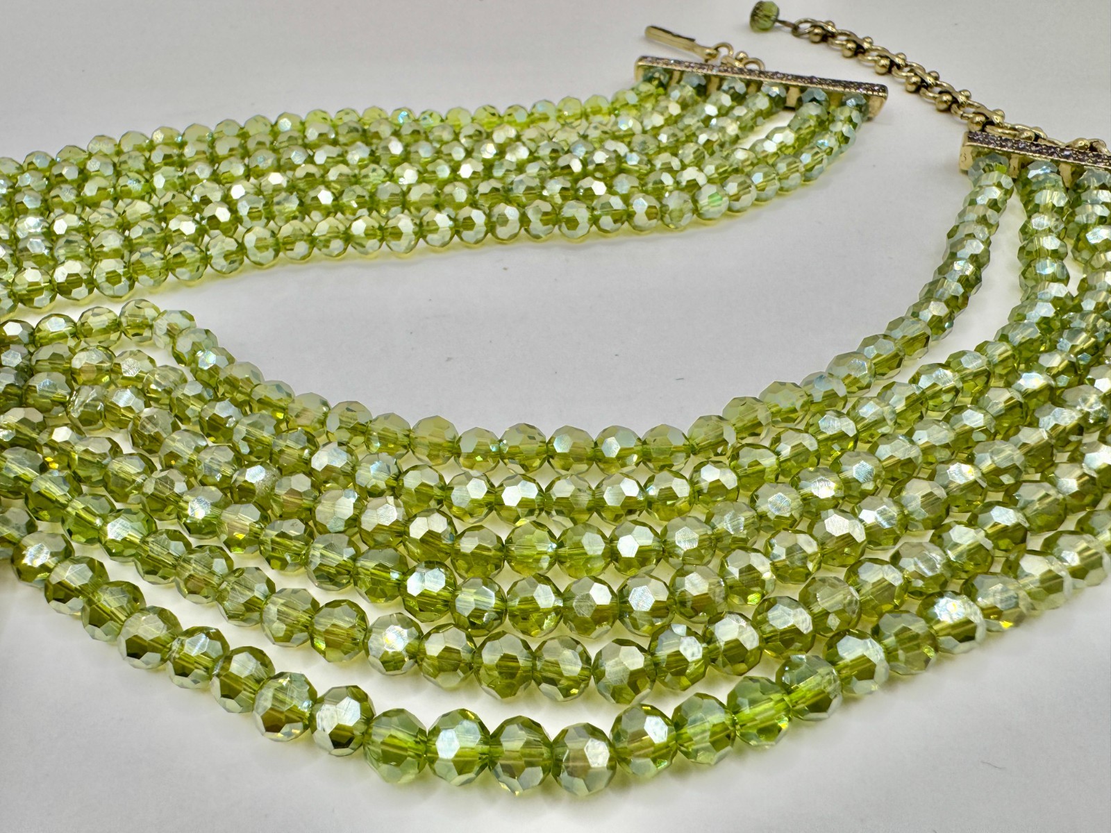 HEIDI DAUS Swarovski’s Peridot Crystal Beads Statement Necklace “Cala Lilly” NIP