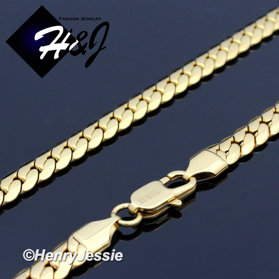 16″-40″MEN Stainless Steel 8mm Gold Plated Miami Cuban Curb Chain Necklace*GN155