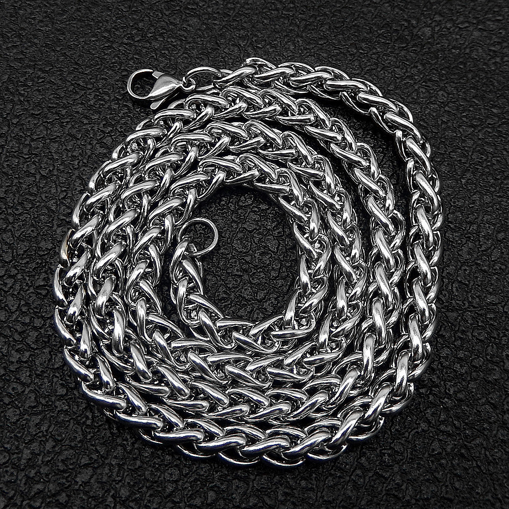 Men Women’s Silver Stainless Steel 6mm Spiga Chain Link Necklace 20-32″