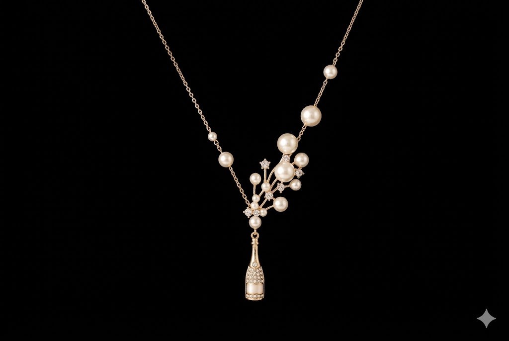 New KATE SPADE ‘Cheers to That’ Champagne Bottle Pendant Necklace Pearl Crystal