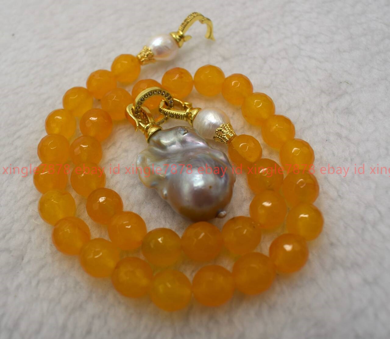 New Natural 6/8/10/12mm Faceted Yellow Jade Purple Baroque Pearl Necklace16-28in
