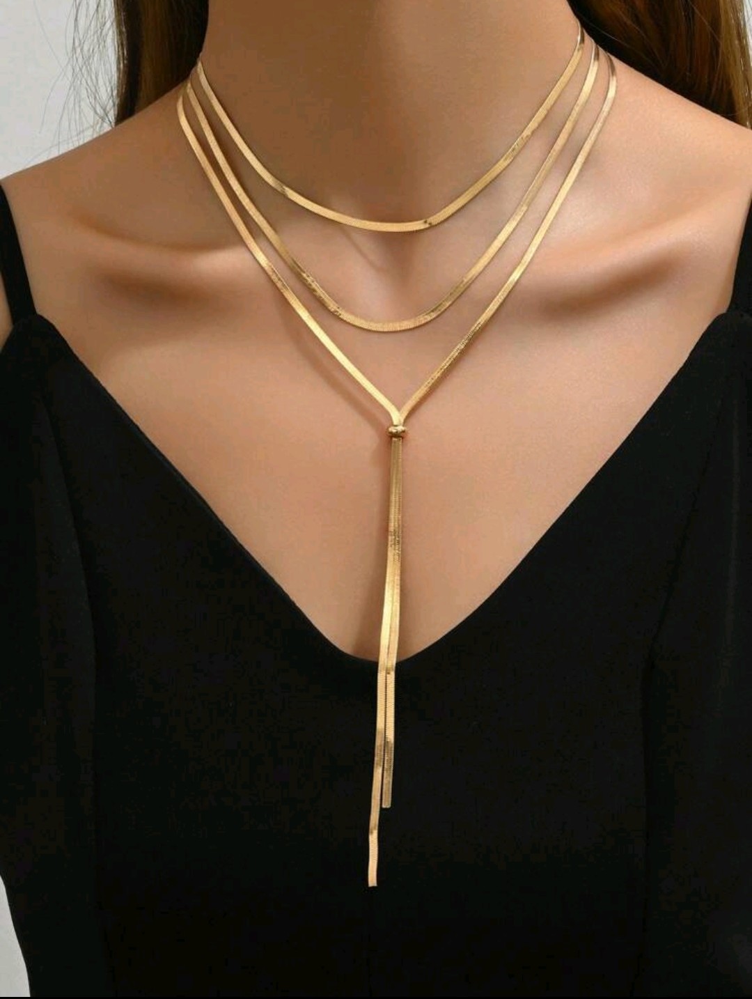 2 Pcs/Set Gold Multi Layered Chain Necklace Chocker High Quality Fashion