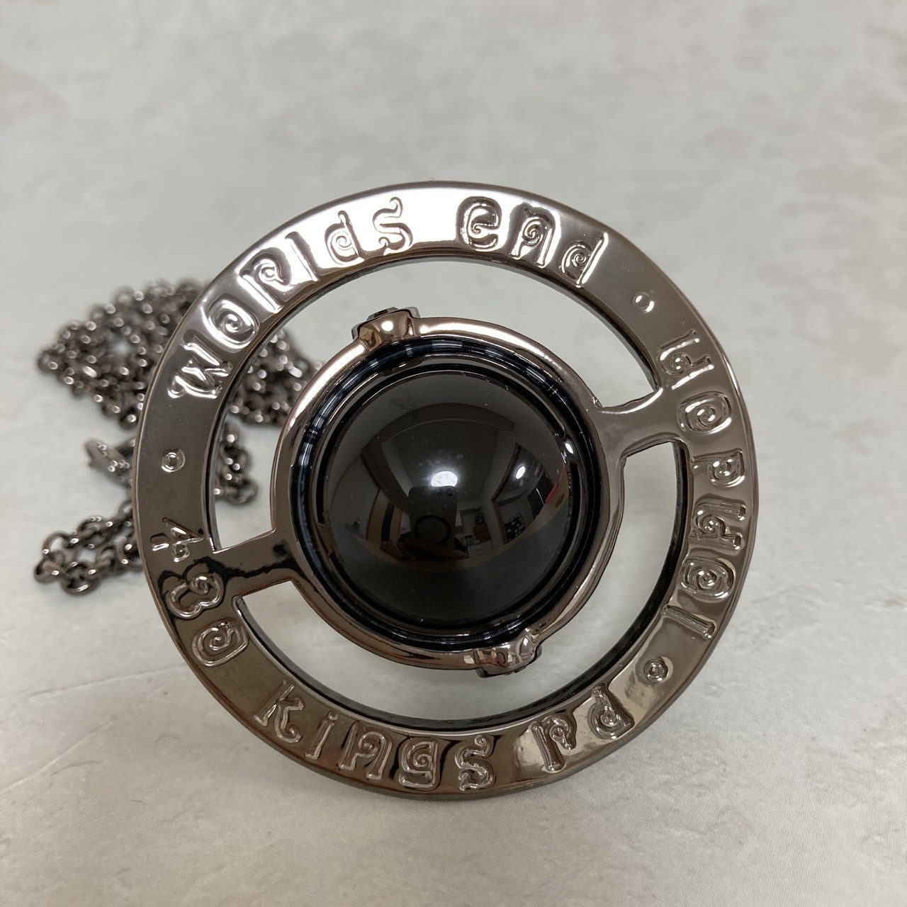 Vivienne Westwood Necklace Medium Orb Gunmetal x Black Top 6.5cm C:80cm w/drawst