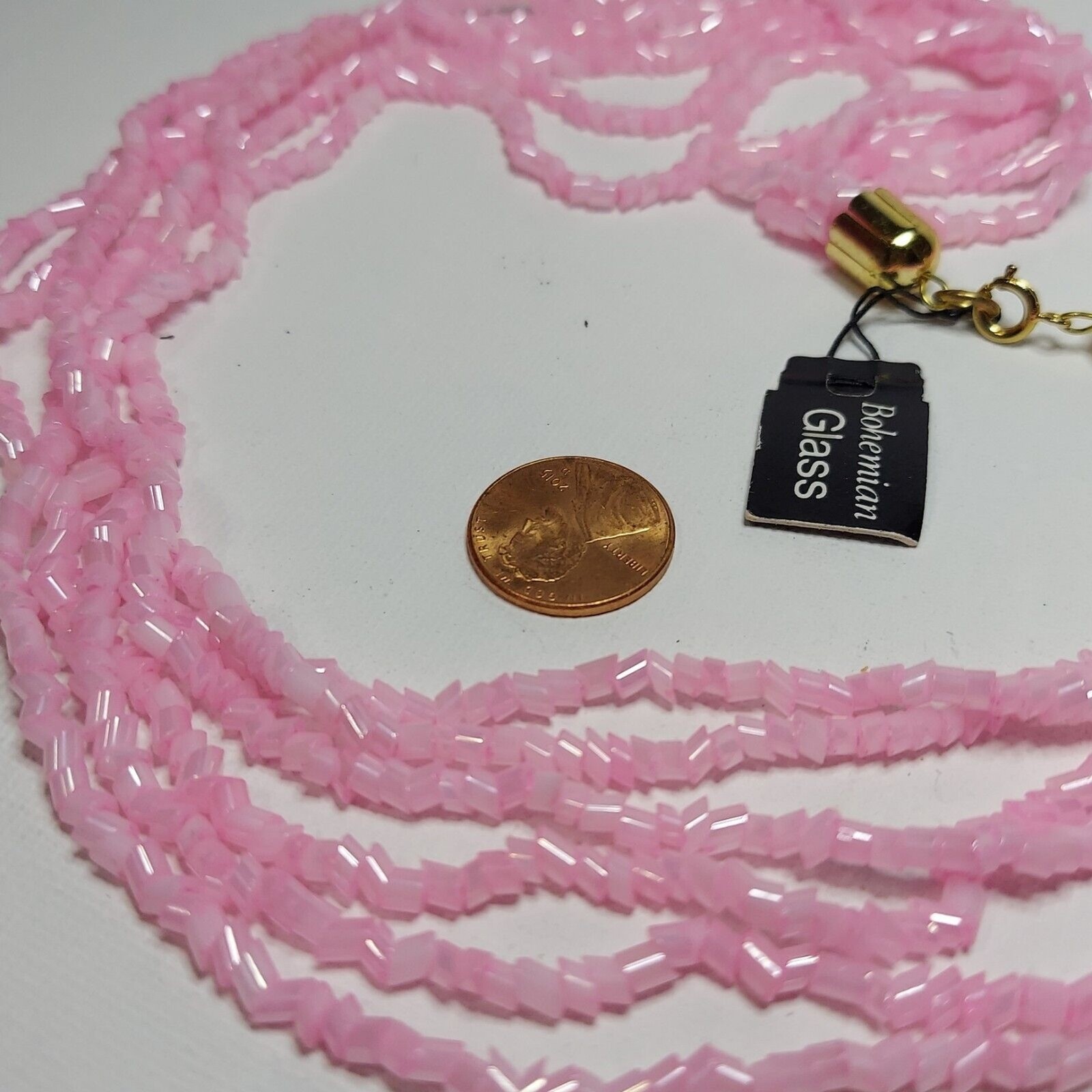 Pink bohemian glass beads 6 strands 24 inches