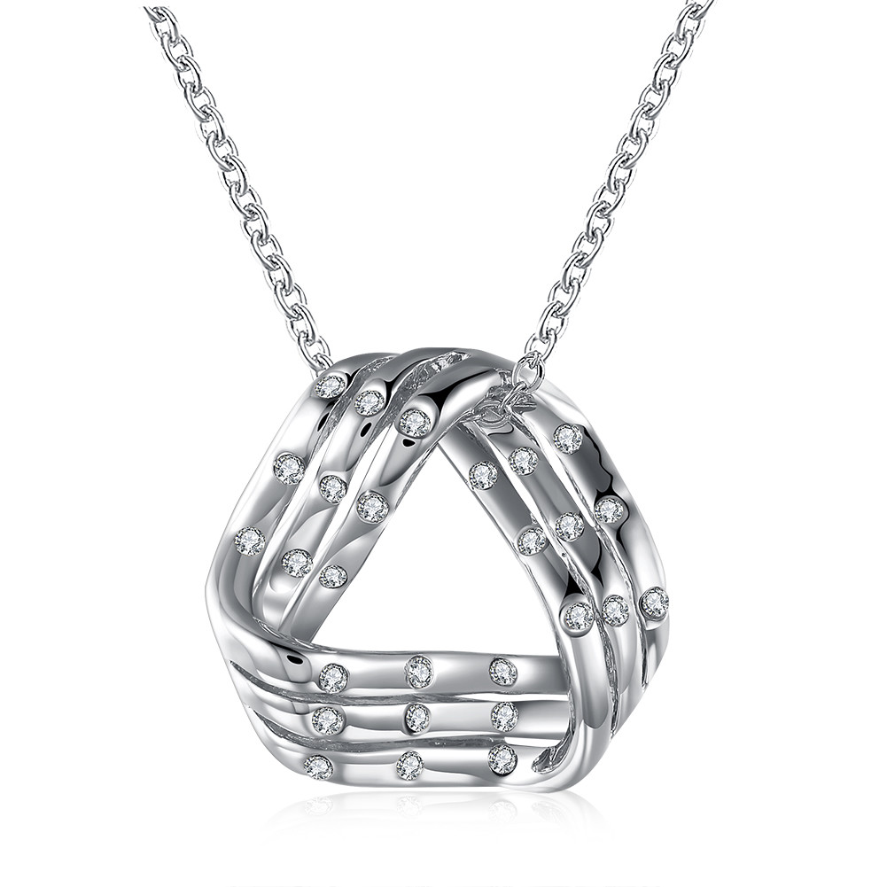 Chic 18k 18ct Yellow/White Gold Filled Triangle CZ Pendant Necklace N-A718