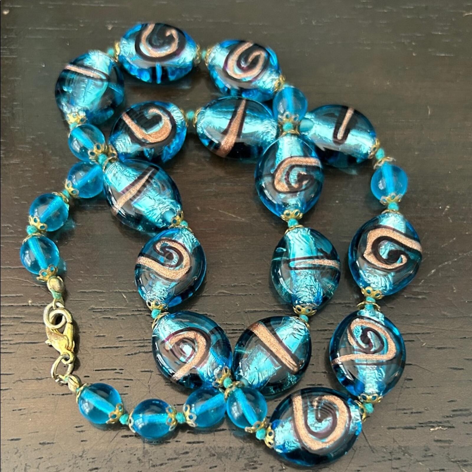 Blue Beaded Necklace and Bracelet Set