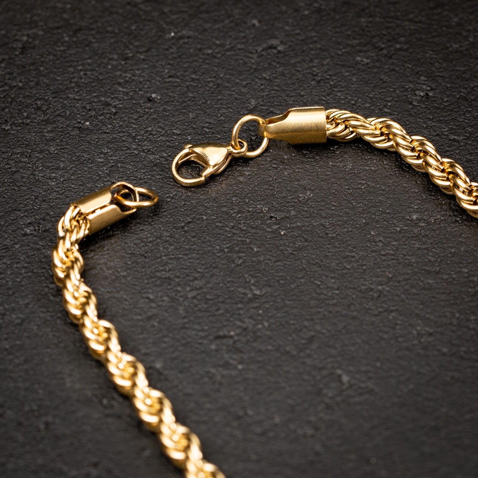 Solid Yellow Gold Plated Heavy 316 Stainless Steel 6MM Twist Rope Chain Necklace