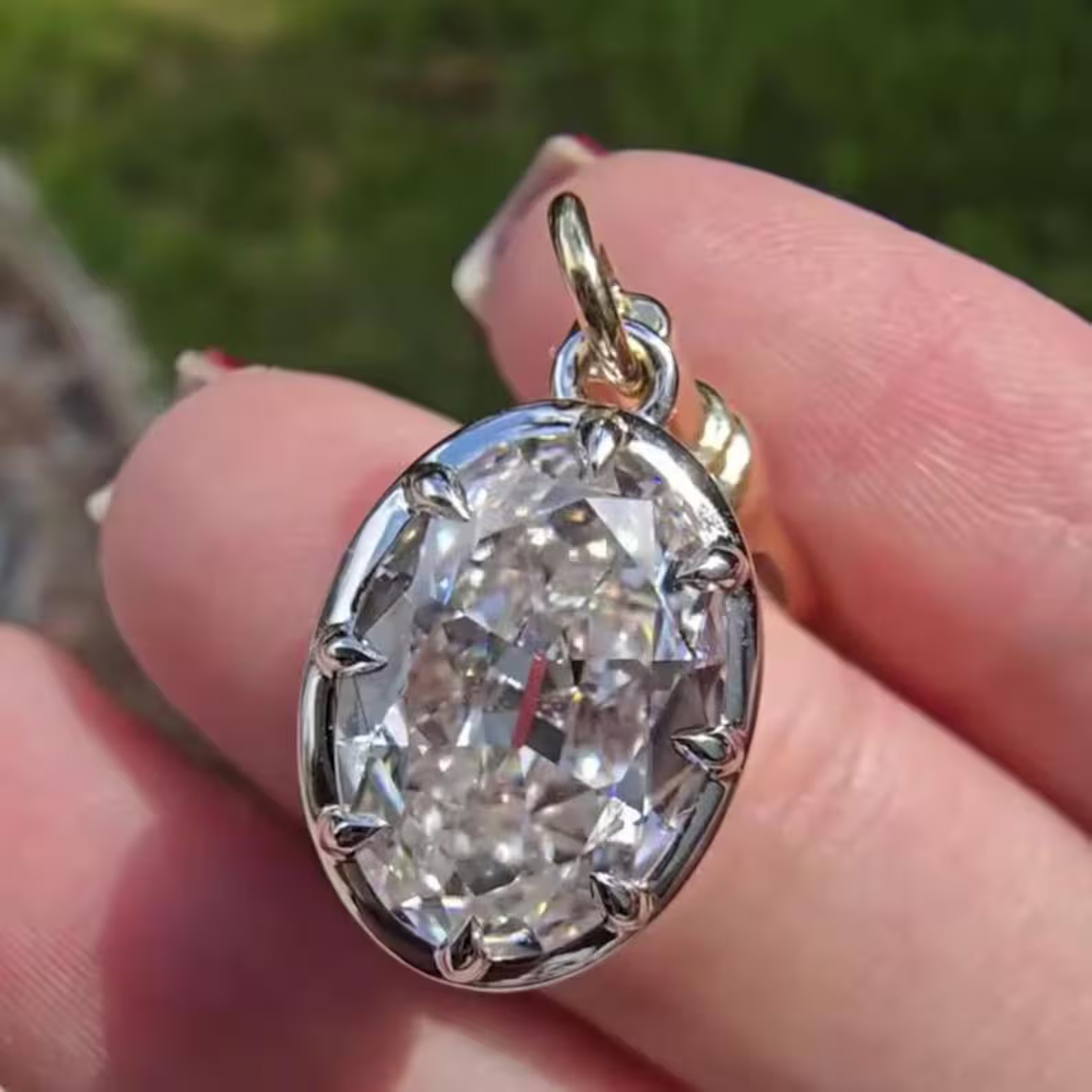2.50 Ct Lab Grown Diamond Oval Cut 925 Sterling Silver Pendant Gift For Her