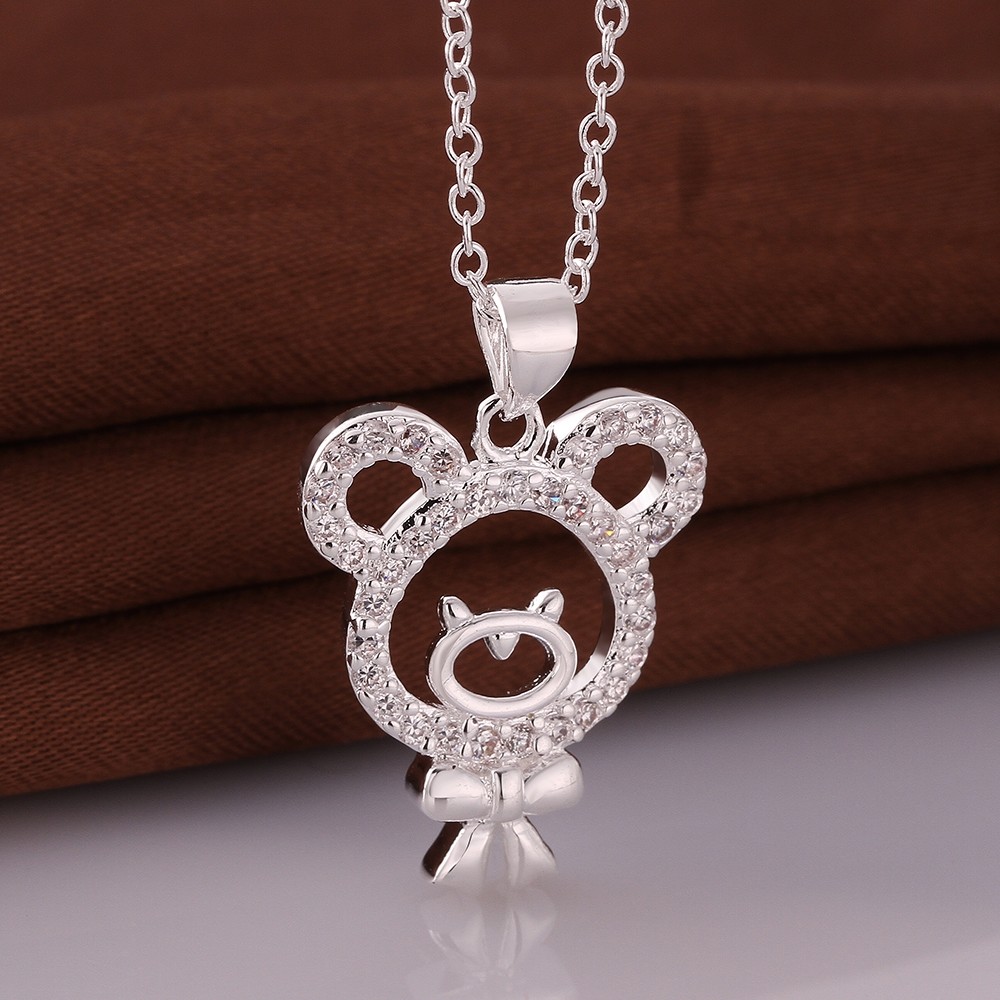 925 Sterling Silver Filled SF Micky Mouse CZ Pendant Necklace N-A670 Gift