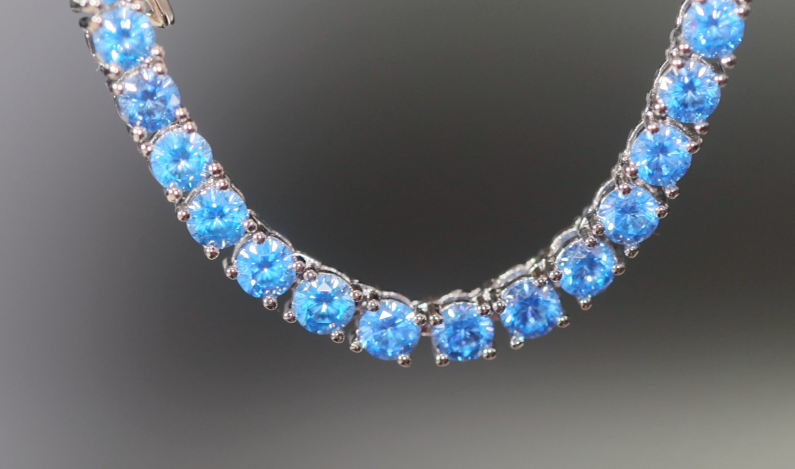 Simulated Blue Diamond Tennis Chain | Tennis Necklace | Aquamarine Tennis Chain