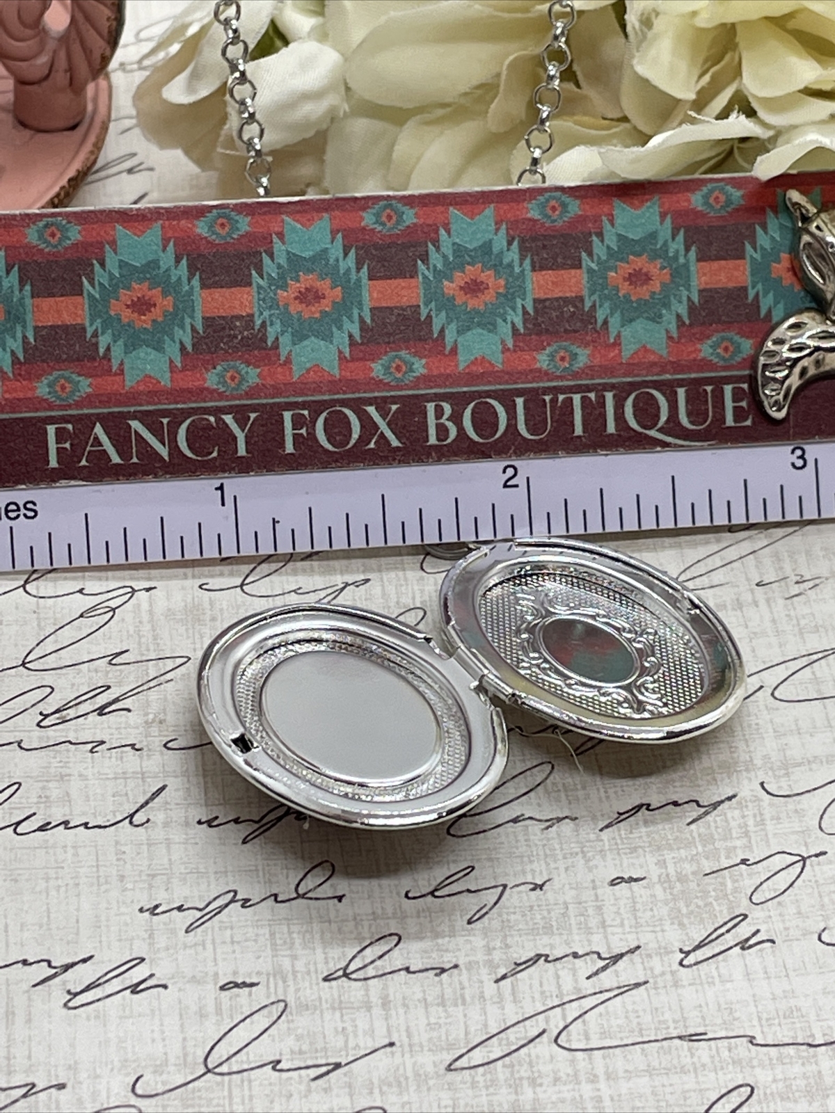 Pink Frosted Tulip Silver Photo Locket Necklace Bridal Gift Mom Wife Anniversary