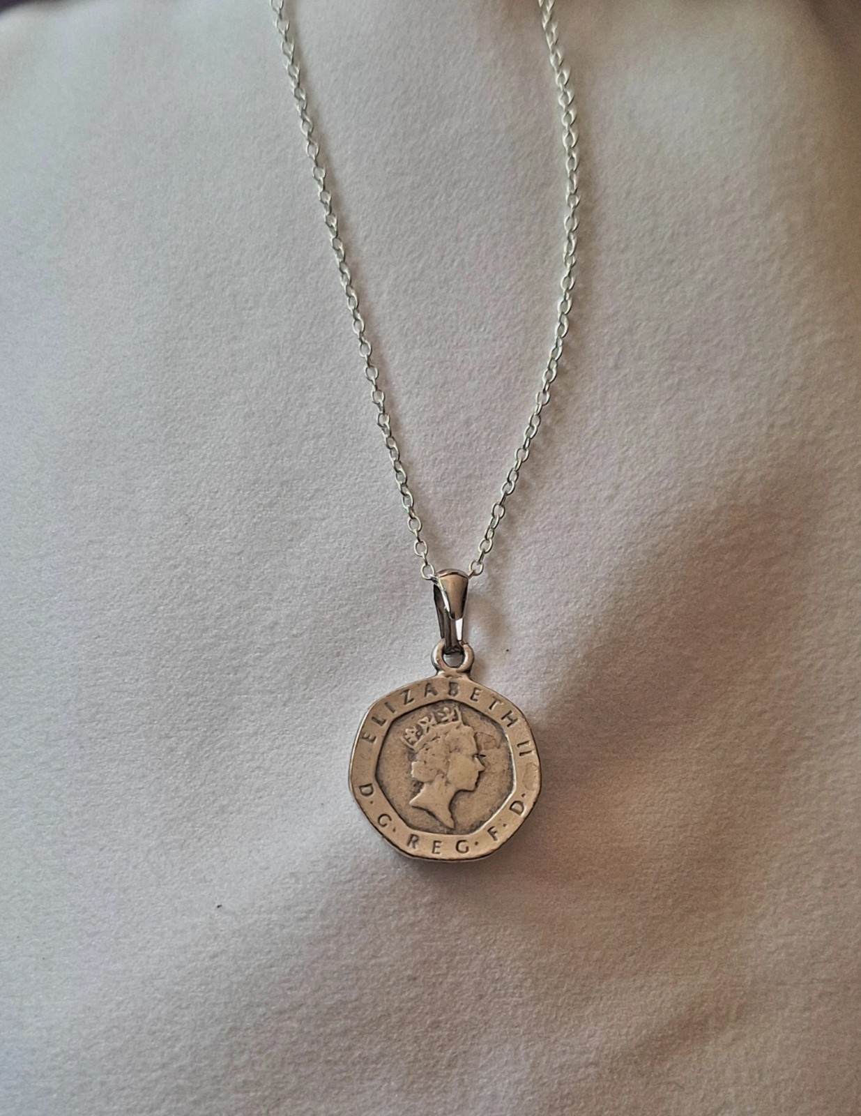 British 20 Pence Coin Pendant Necklace