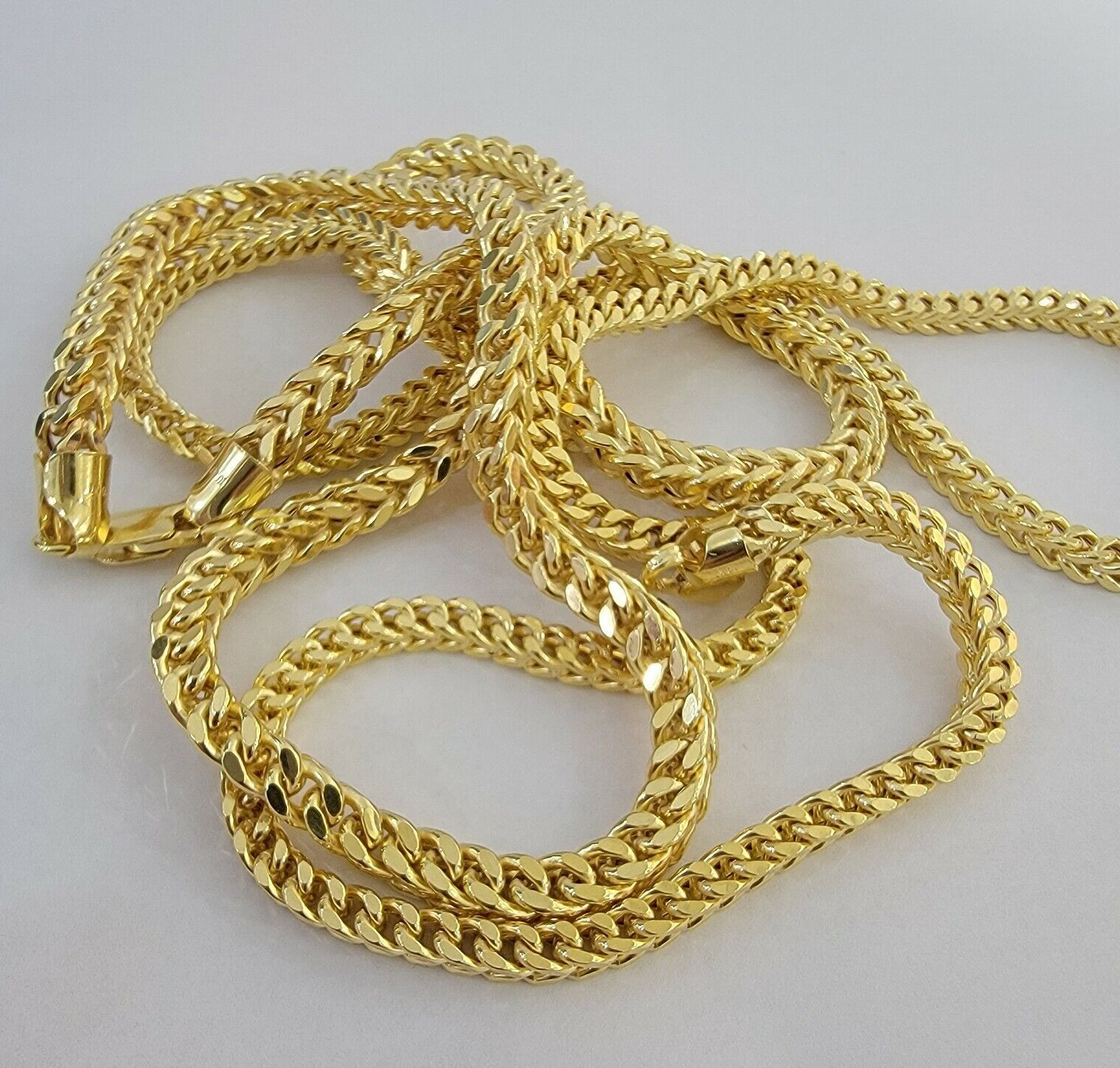 Real 14k Yellow Gold Franco Necklace Box Chain 22-26 Inch 3.5mm 14KT Mens SALE
