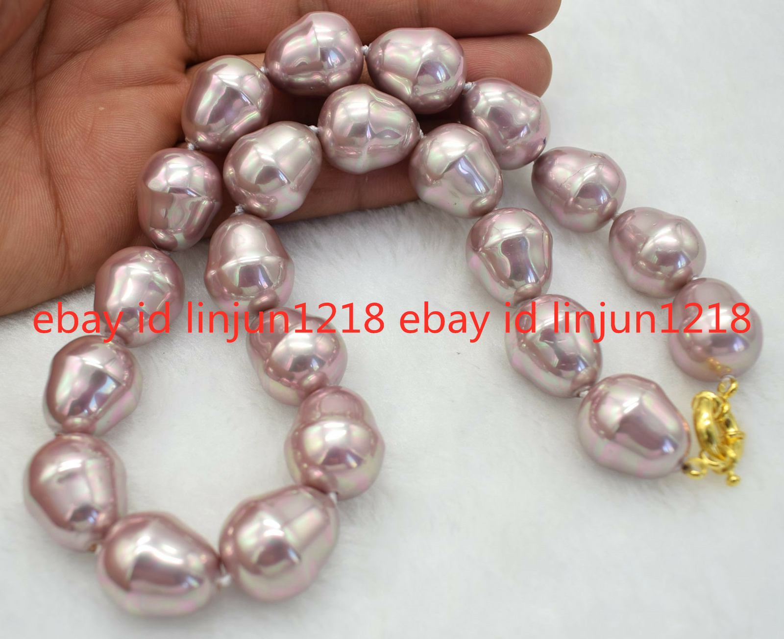 HUGE AAA++ LARGE FASHION 20MM SOUTH SEA PURPLE BAROQUE SHELL PEARL NECKLACE 18″