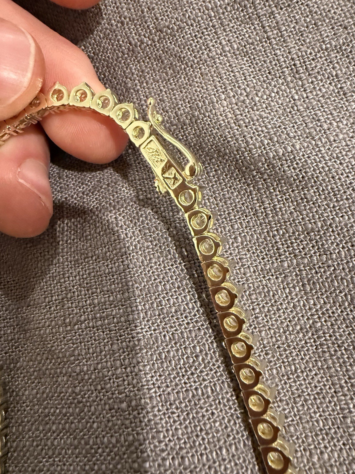 Yellow Gold Tennis Chain Prong Necklace 20 Inches
