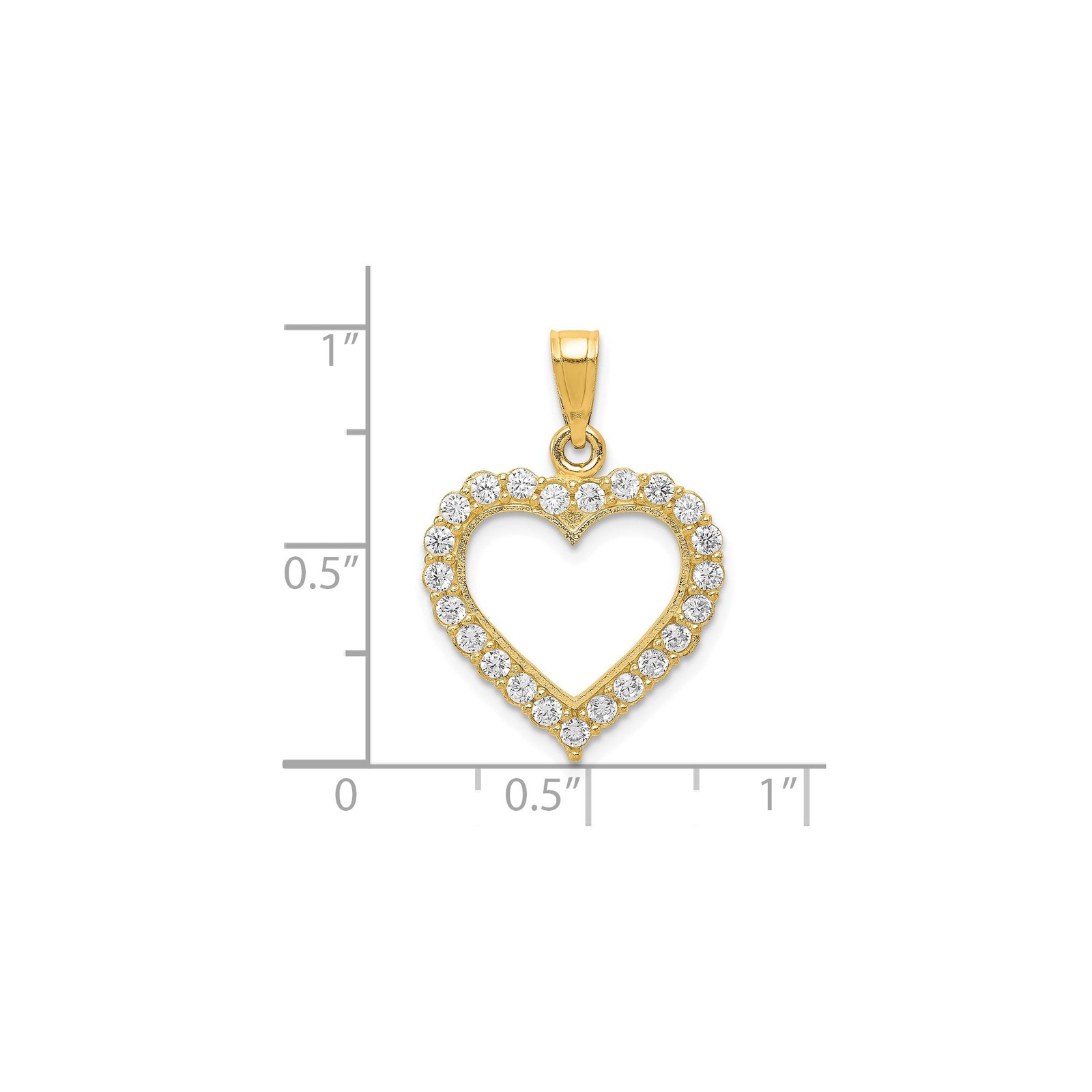 10k Yellow Gold Open Heart Pendant Cubic Zirconia Romantic Anniversary Jewelry