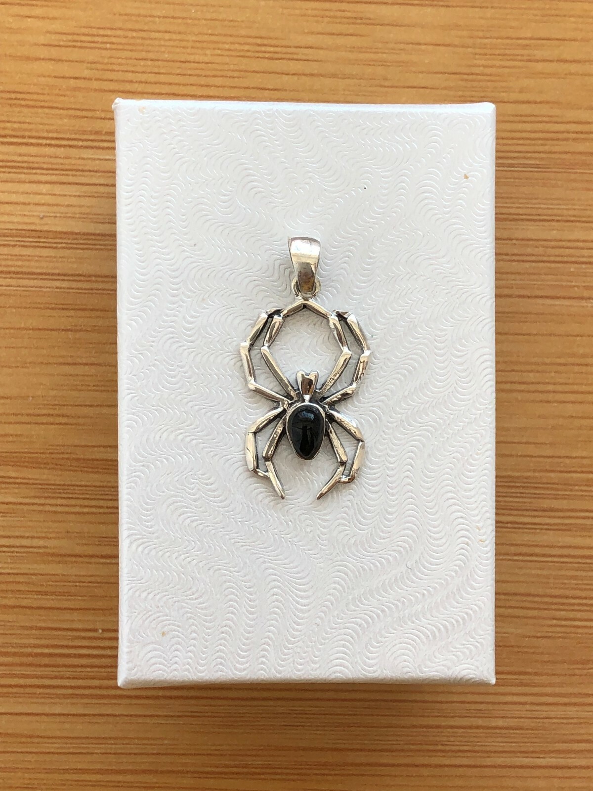 925 Sterling Silver Black Onyx Spider Pendant for necklace 22mm(0.87″)/31mm
