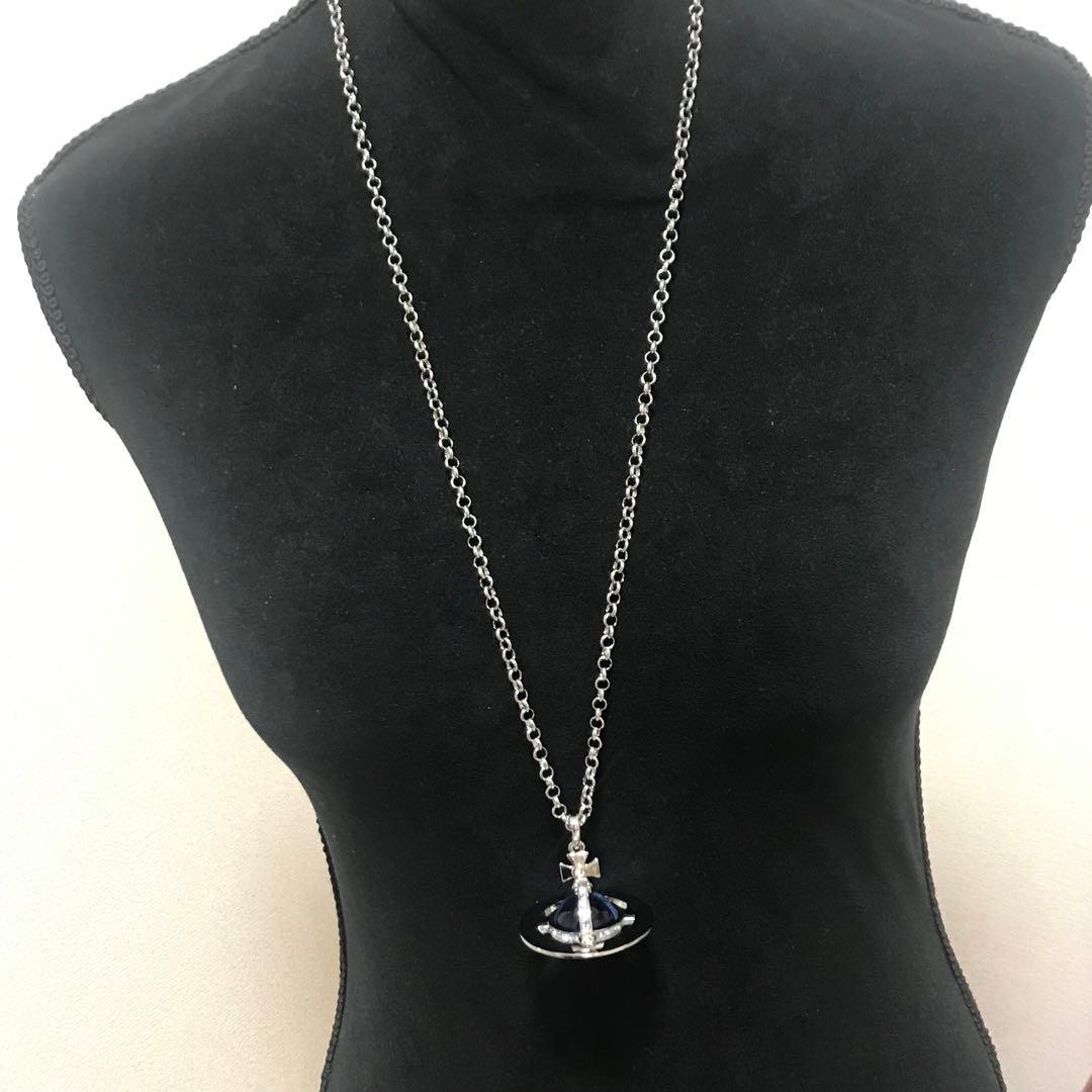 Vivienne Westwood Necklace Small Orb Silver x Blue w/drawstring [EJ836