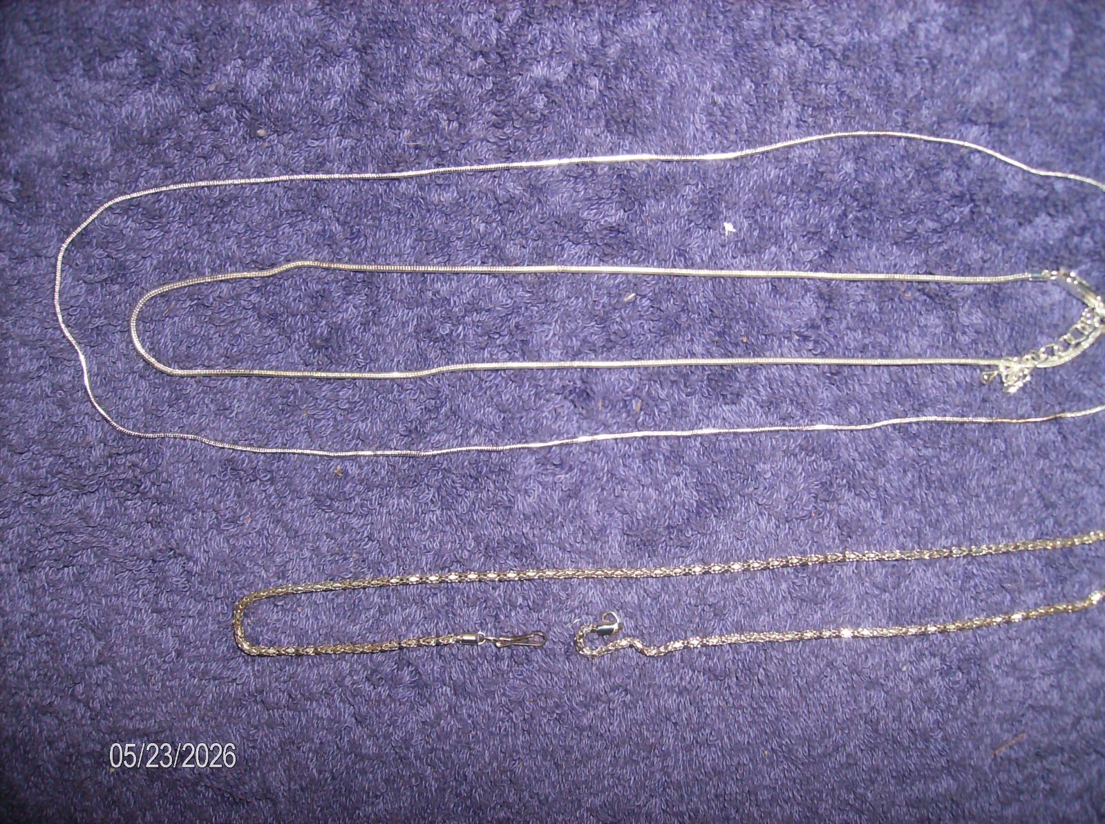 3 PC SILVER PLATED NECKLACE SNAKE 21″ & 16″ & DIAMOND CUT 17″ CHAIN NEW #20