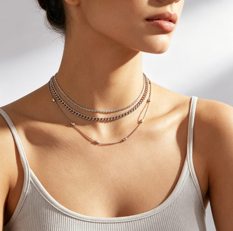 Dainty Layered Necklaces for Women Snake Chain Curb Link Paperclip Chain