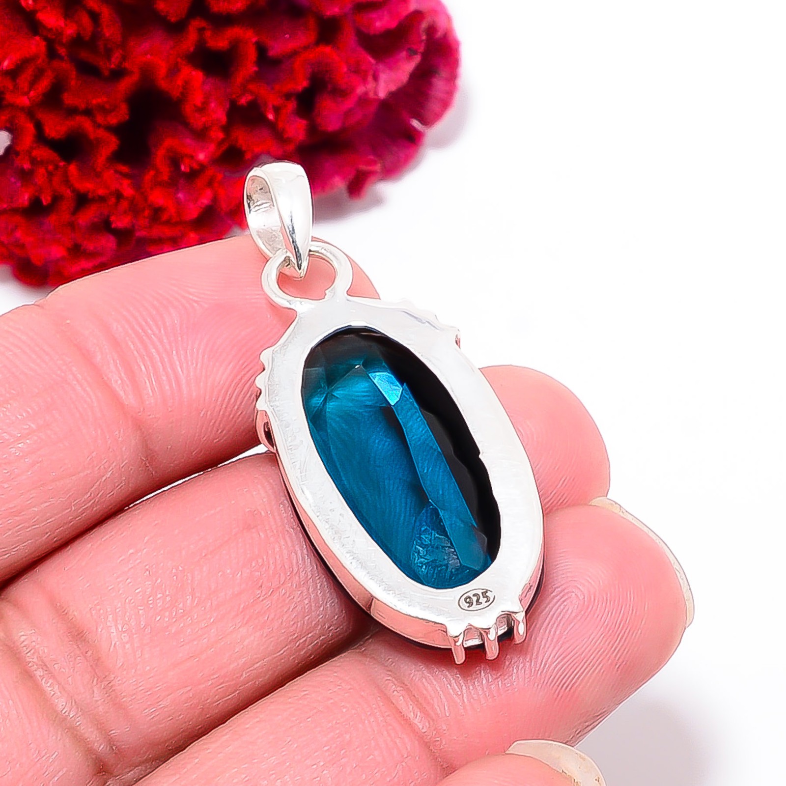 Black & Blue Bi-Colour Tourmaline Handmade 925 Sterling Silver Pendant 1.6 P80