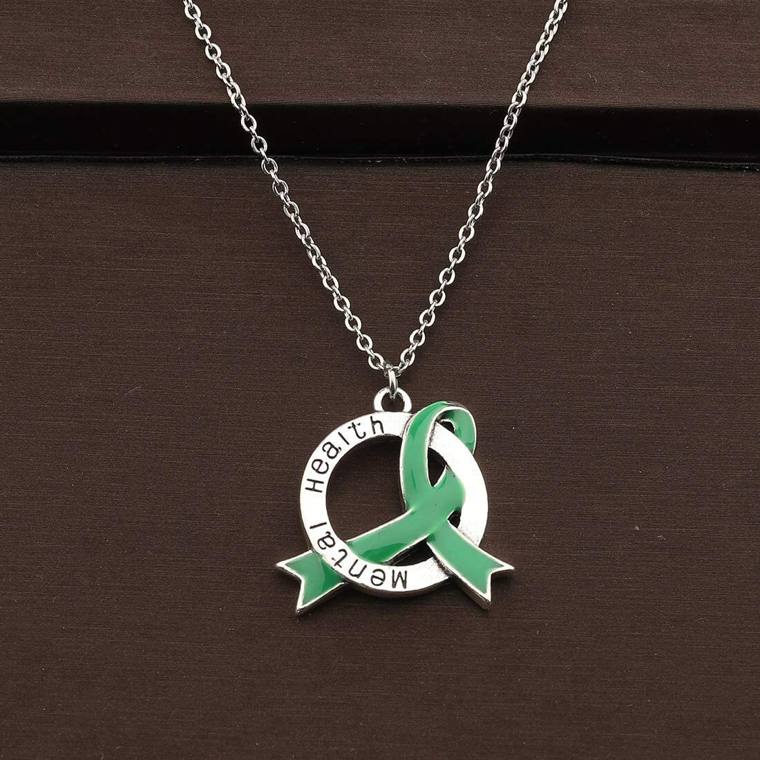 Mental Health Awareness Green Ribbon Necklace Depression Anxiety Warrior Gift