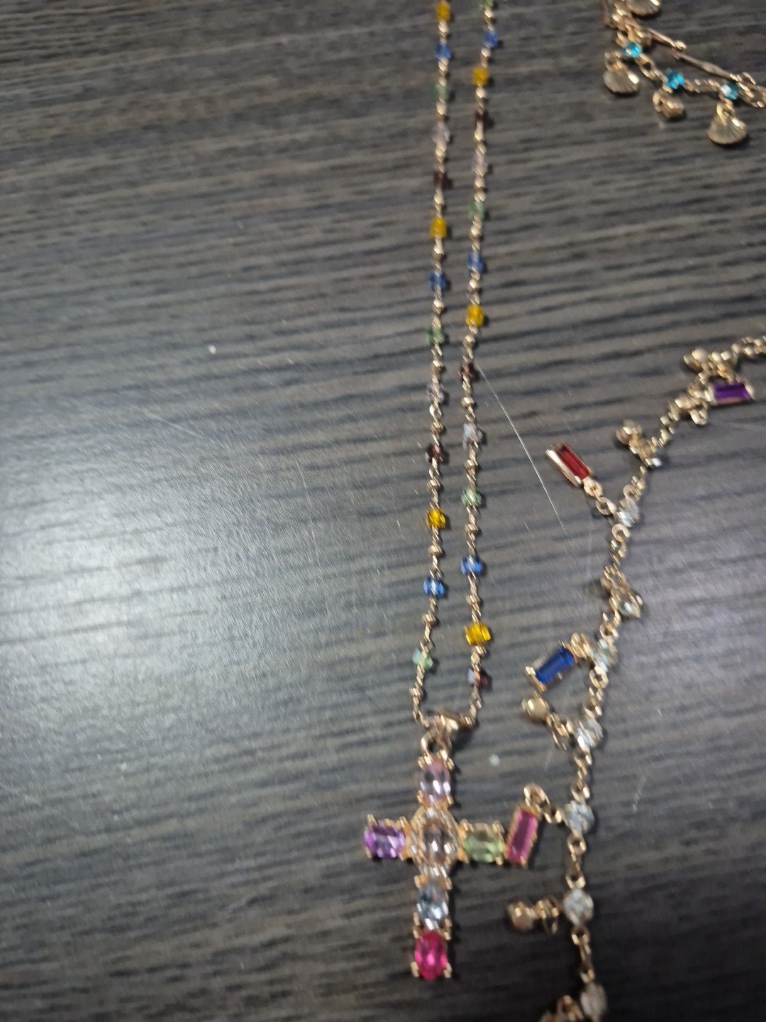 5 Piece Lot Colored & Clear Gold Tone Fashion Necklaces And Bracelet
