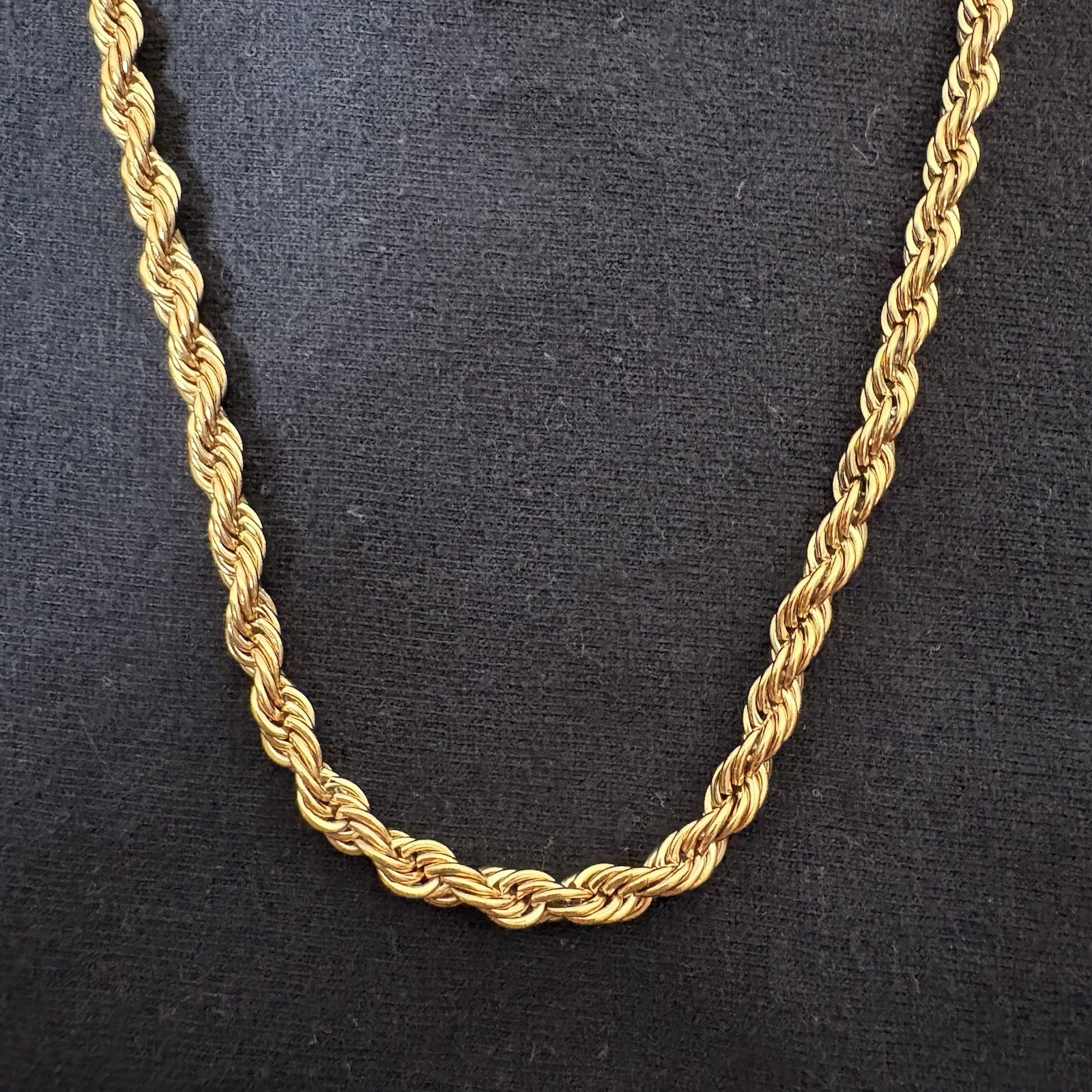 Gold Necklace 18k Gold PVD Plated Stainless Steel 4mm Rope Chain In 26 Inches