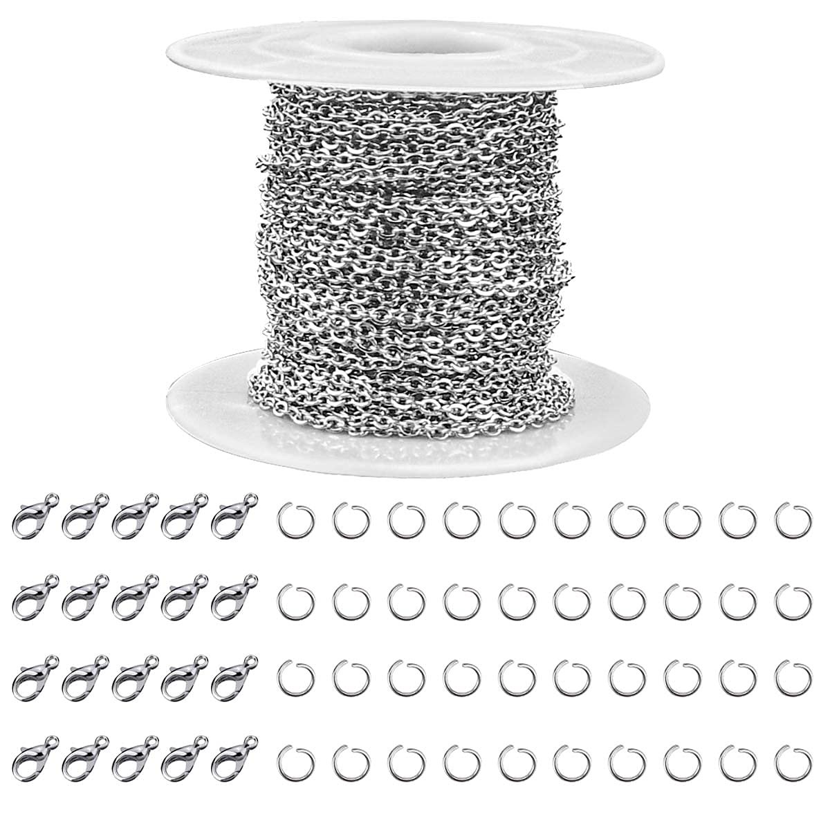 33 Feet Stainless Steel Jewelry Chains for Jewelry Making – Silver Chain Roll