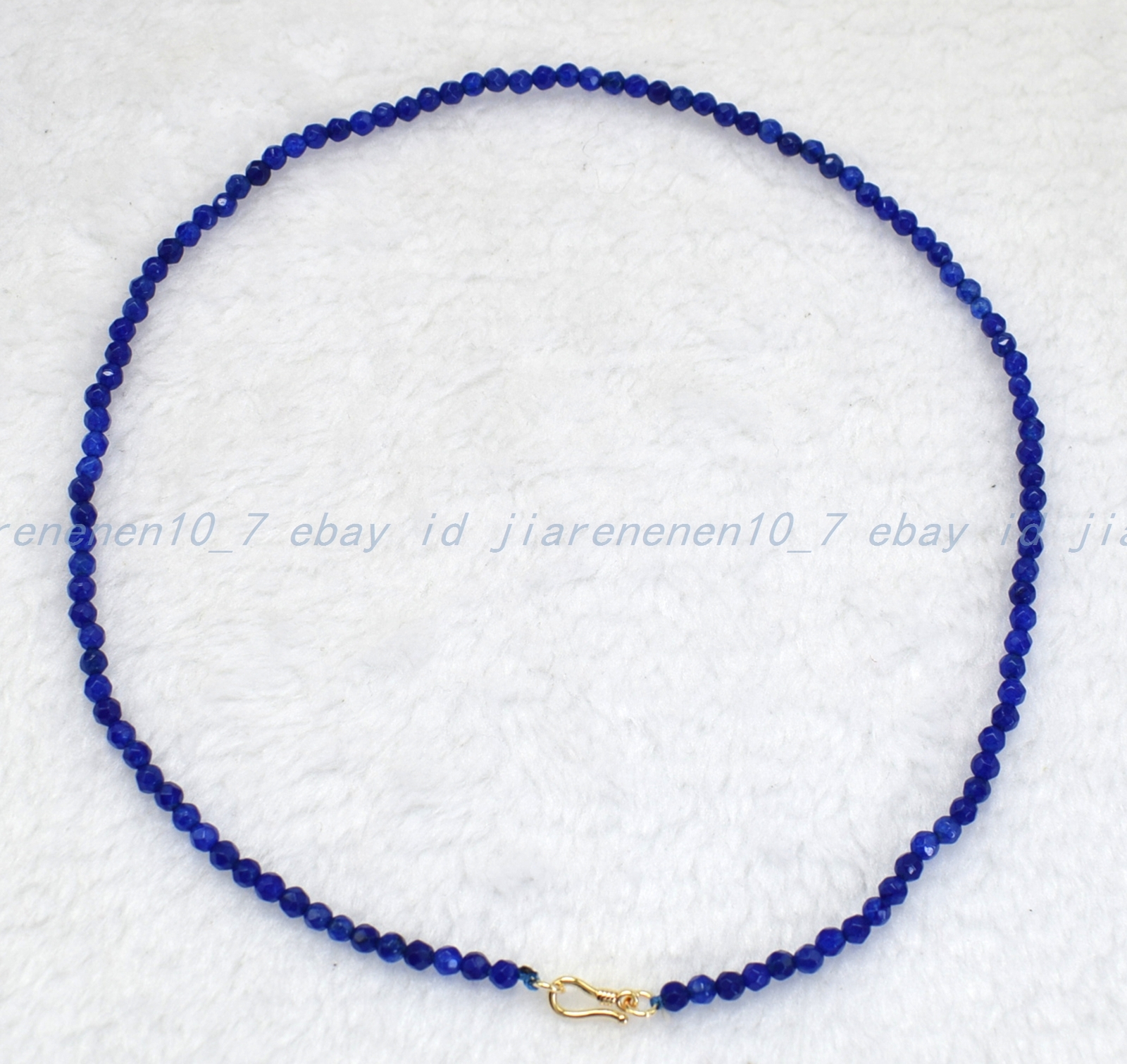 New Charming 4mm Faceted Blue Jade Gemstone Round Beads Necklace 16-40 In