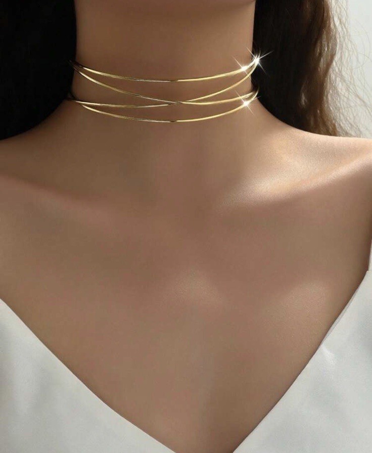 Chunky Gold Necklace Cuff Large Big Gold Statement Choker Jewelry