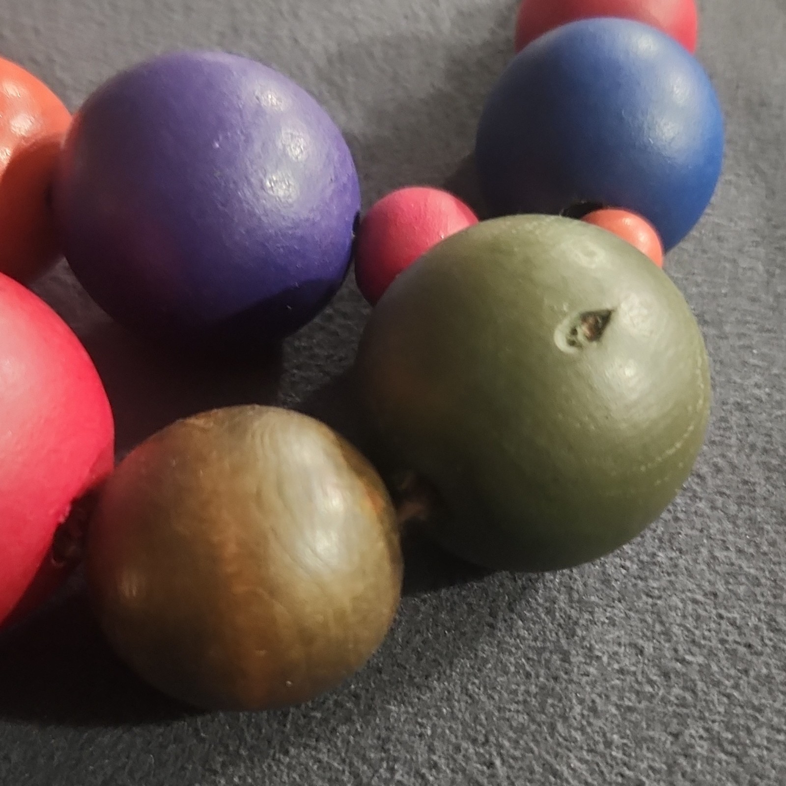 Multicolor Large Wood Bead Statement Necklace Cable Chain Adjustable Extender