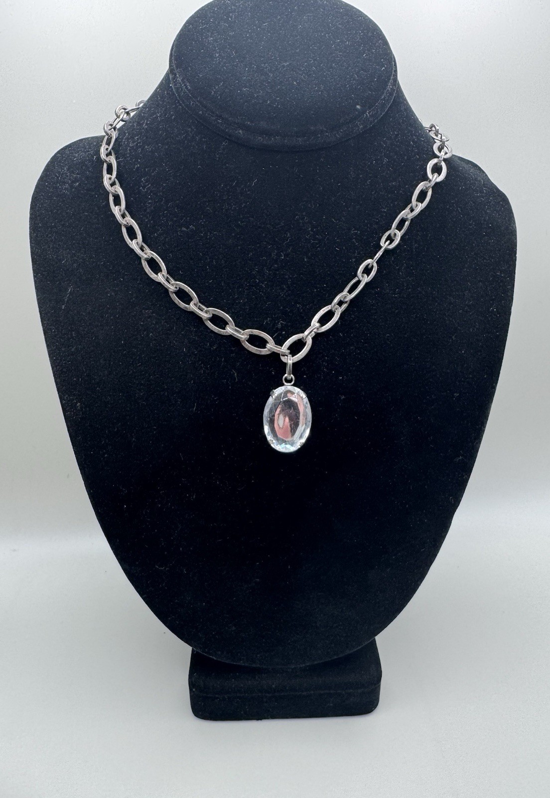 Rachel Zoe Necklace Earrings Set Bold Statement Clear Grey Black Chain Signed