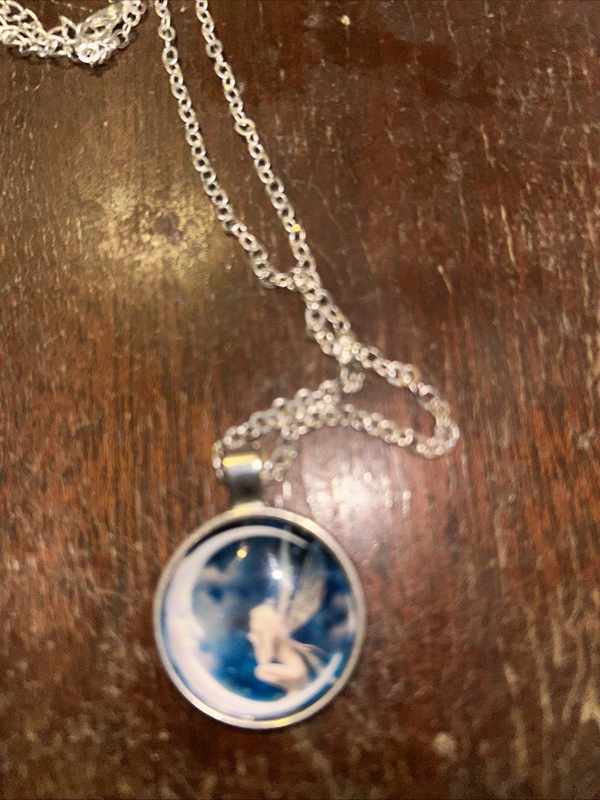 RETRO FAIRY GAZING AT THE MOON NECKLACE